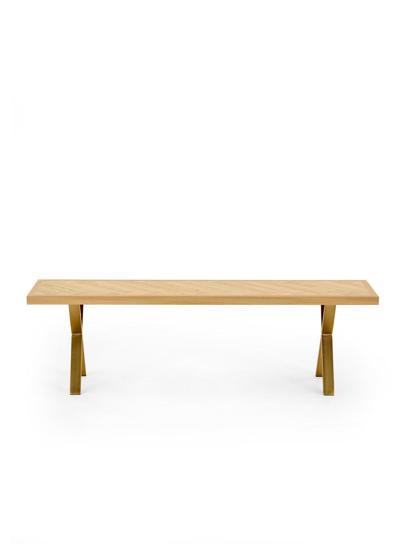 Image 3 of 6 of The Very Collection Kaia Chevron Bench With Brass Legs