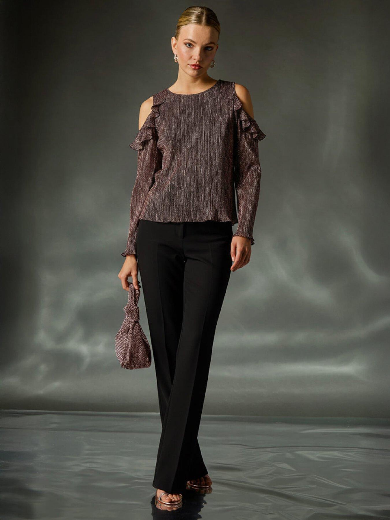 roman-shimmer-cold-shoulder-plisse-top-pinkfront
