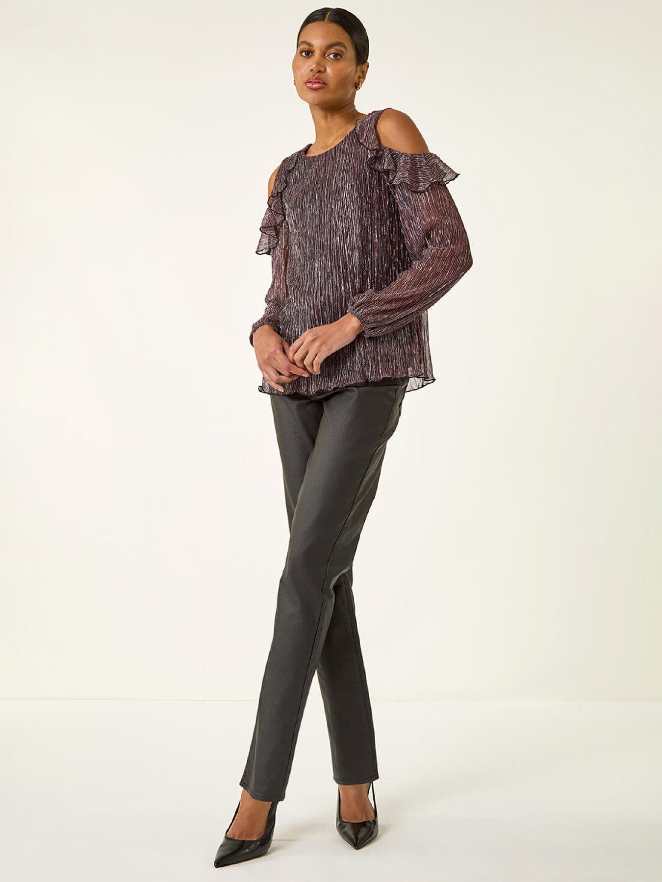 roman-shimmer-cold-shoulder-plisse-top-pinkback