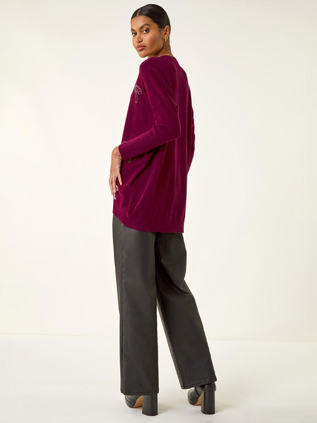 roman-embellished-bow-knit-jumper-maroonstillFront
