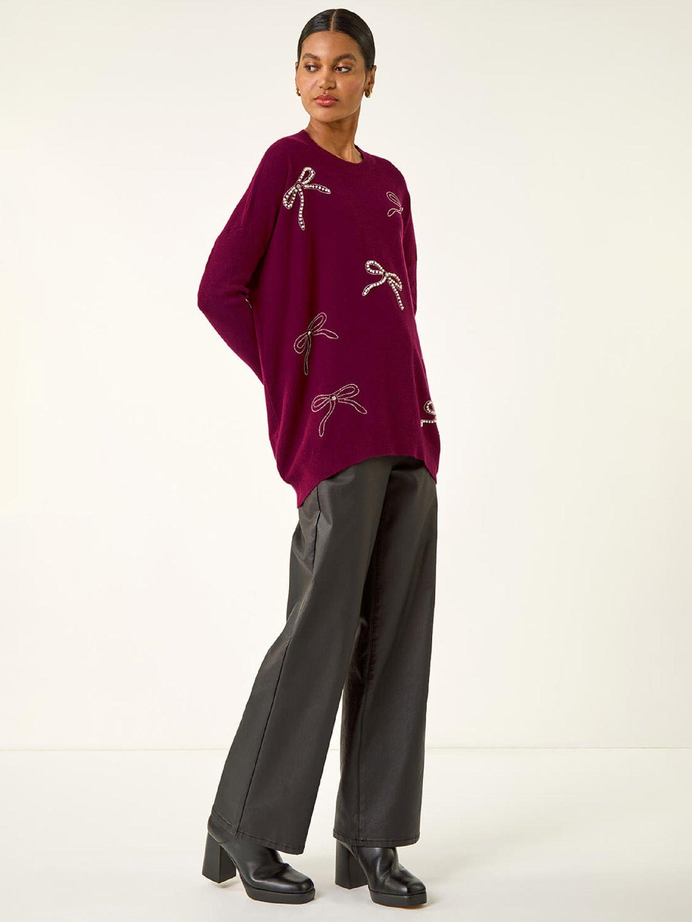 roman-embellished-bow-knit-jumper-maroonback
