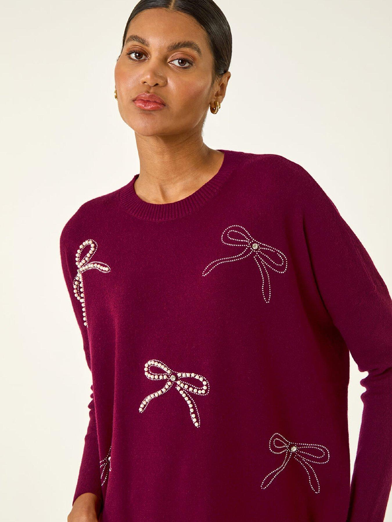 roman-embellished-bow-knit-jumper-maroonoutfit
