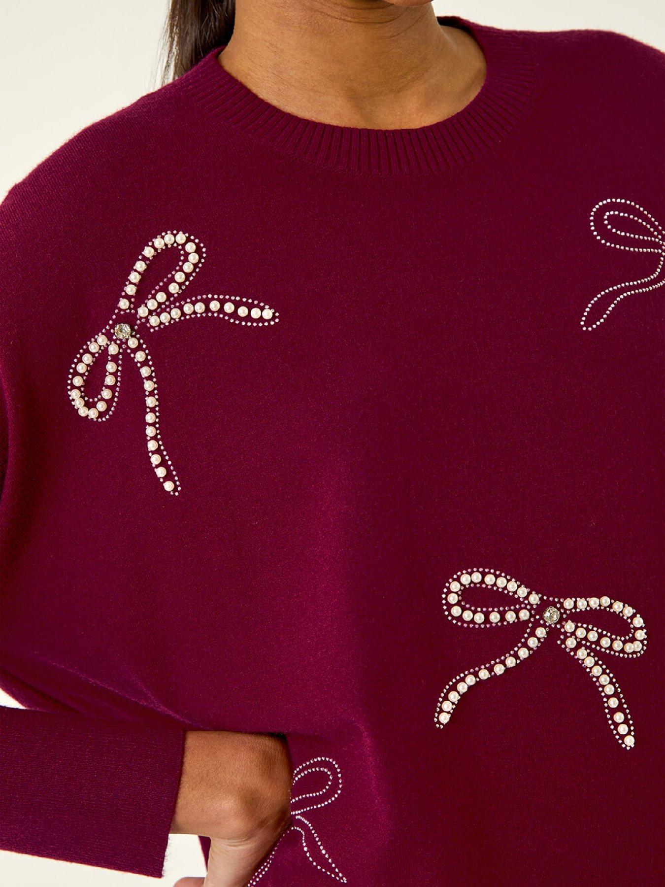roman-embellished-bow-knit-jumper-maroondetail