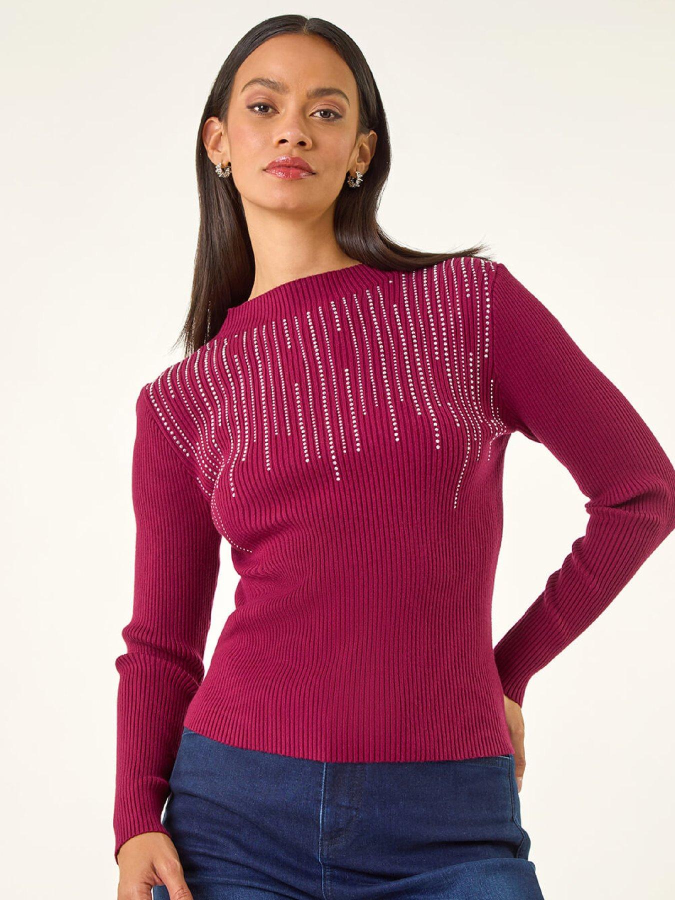 roman-dusk-sparkly-knit-jumper-burgundyfront