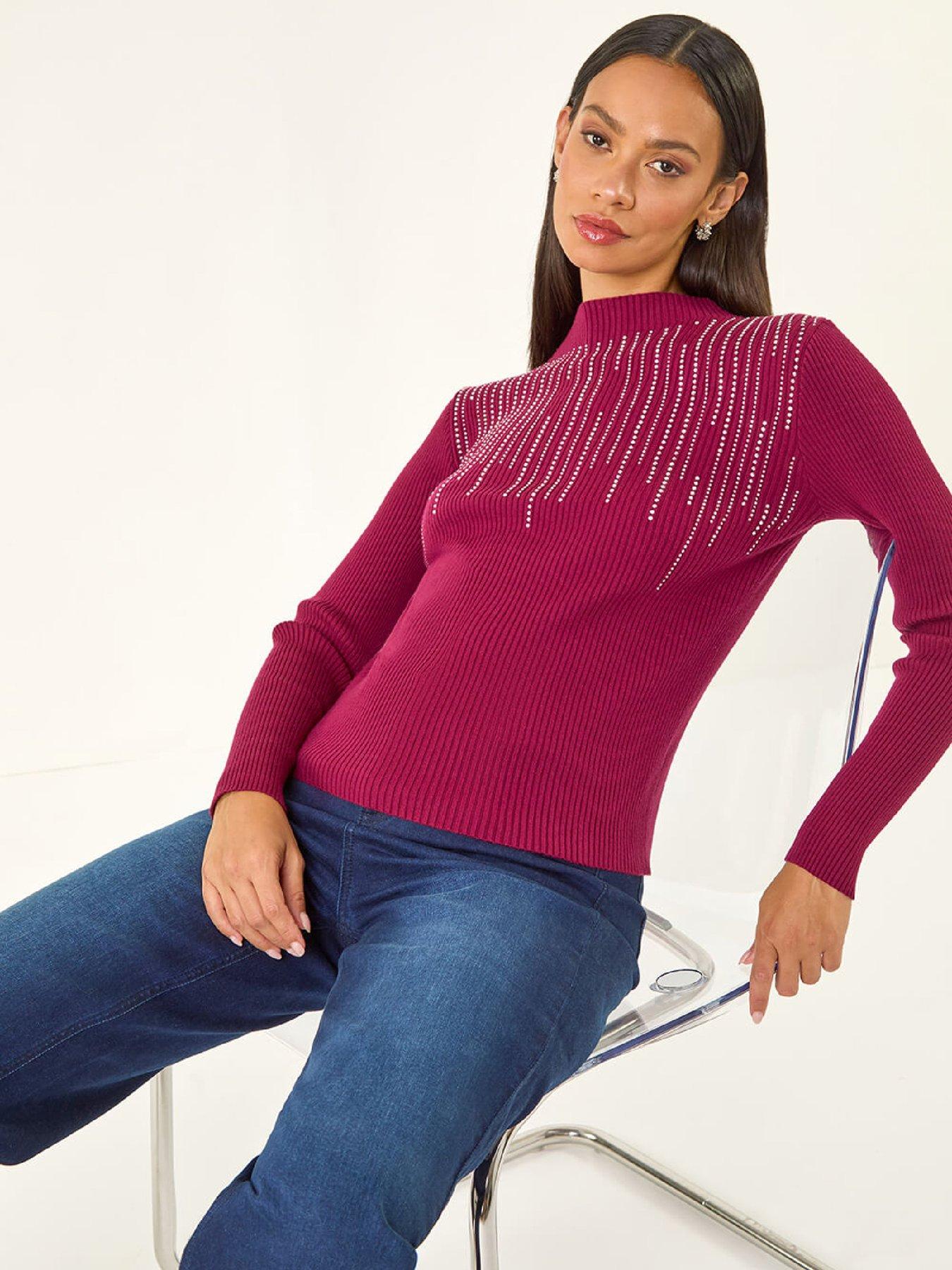 roman-dusk-sparkly-knit-jumper-burgundyoutfit