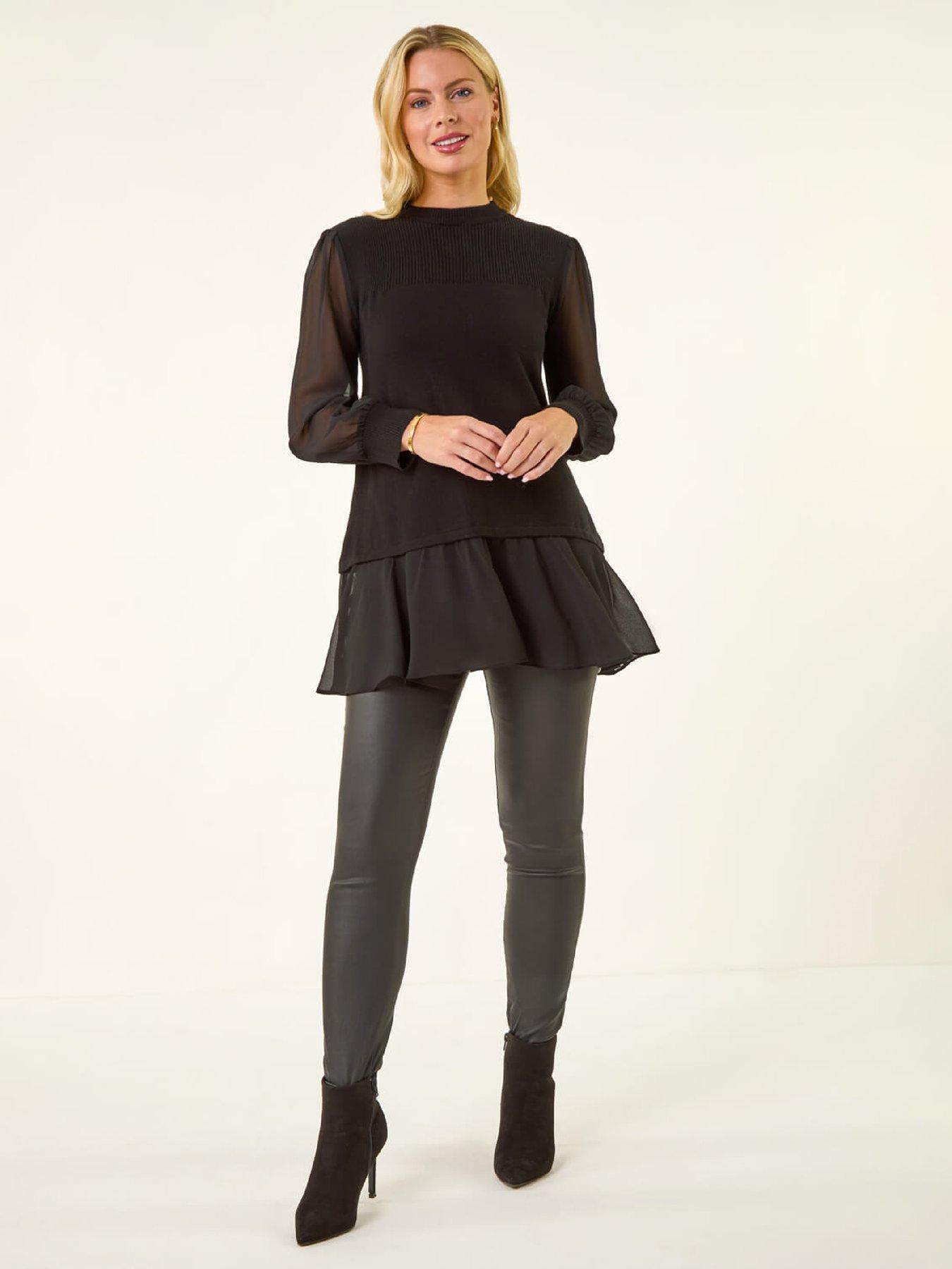 roman-petite-contrast-chiffon-knit-jumper-blackback