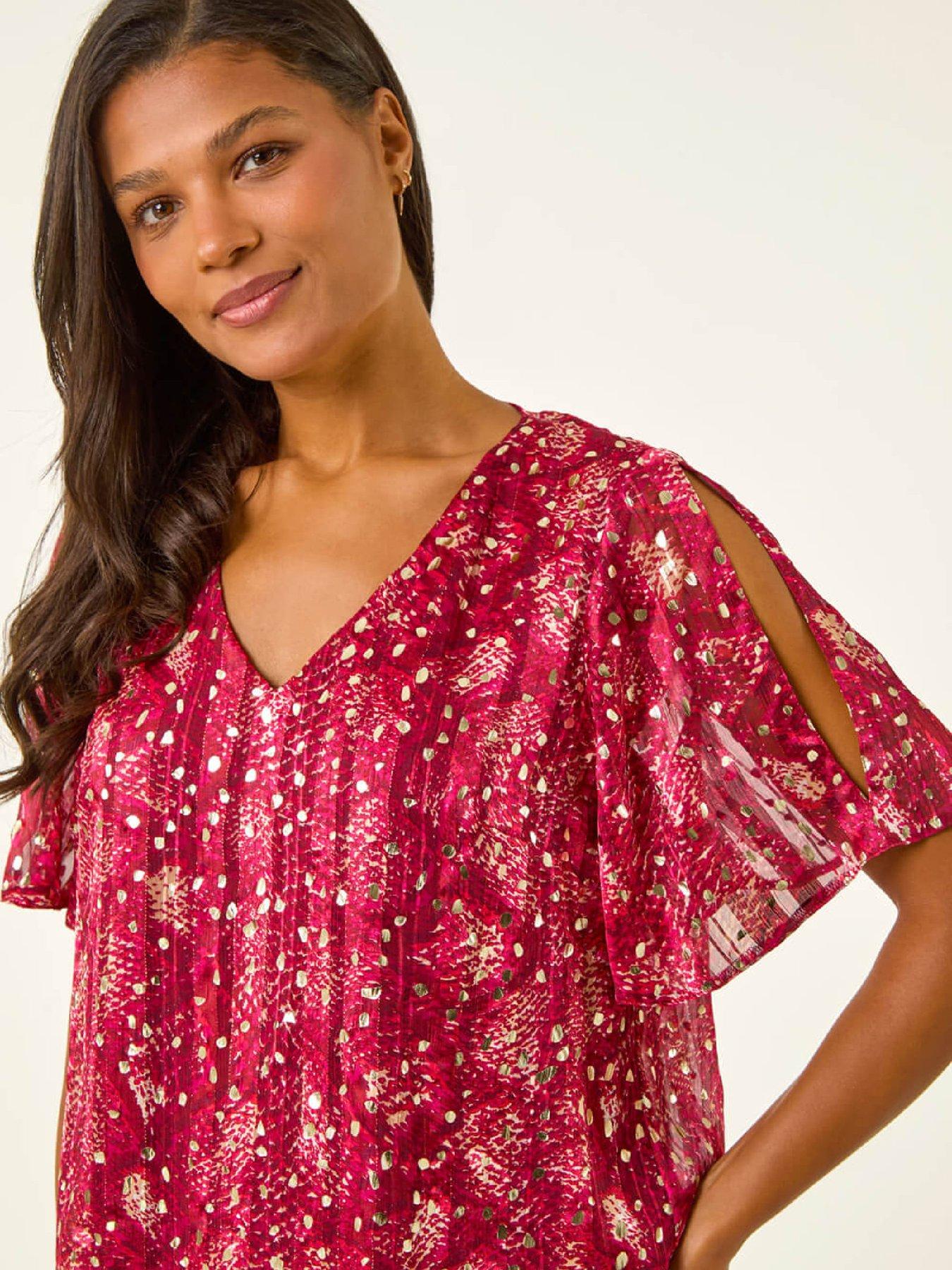 roman-metallic-angel-sleeve-v-neck-top-redoutfit