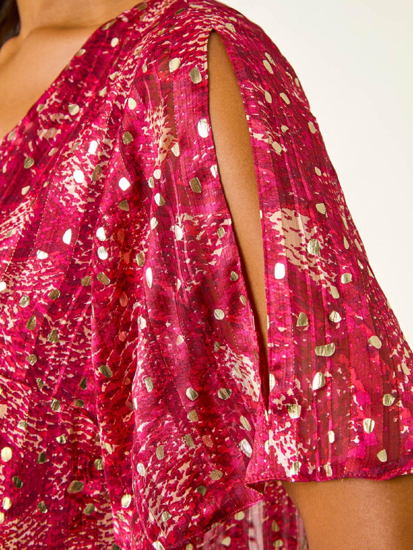 roman-metallic-angel-sleeve-v-neck-top-reddetail