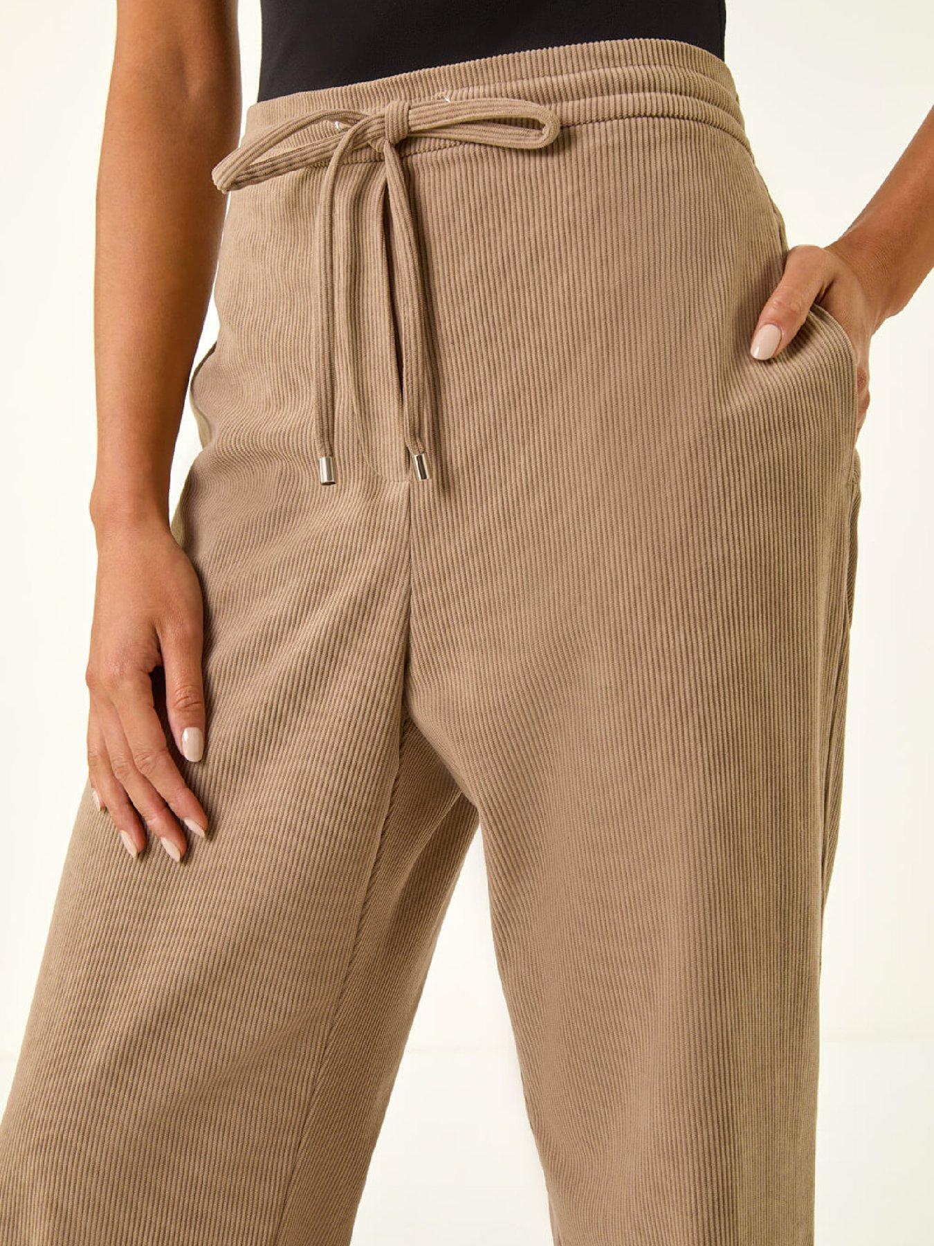 Image 5 of 5 of Roman Petite Corduroy Drawstring Trouser - Stone