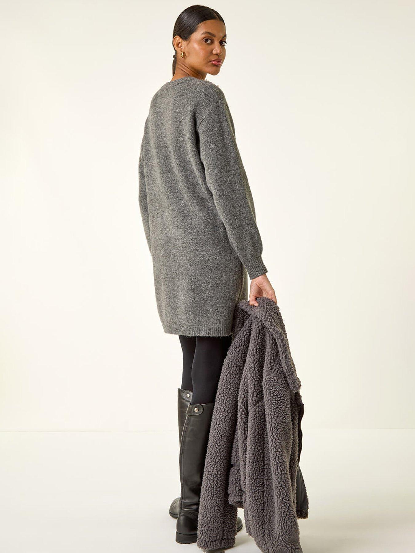 Image 2 of 5 of Roman Faux Pearl Knit Dress - Grey