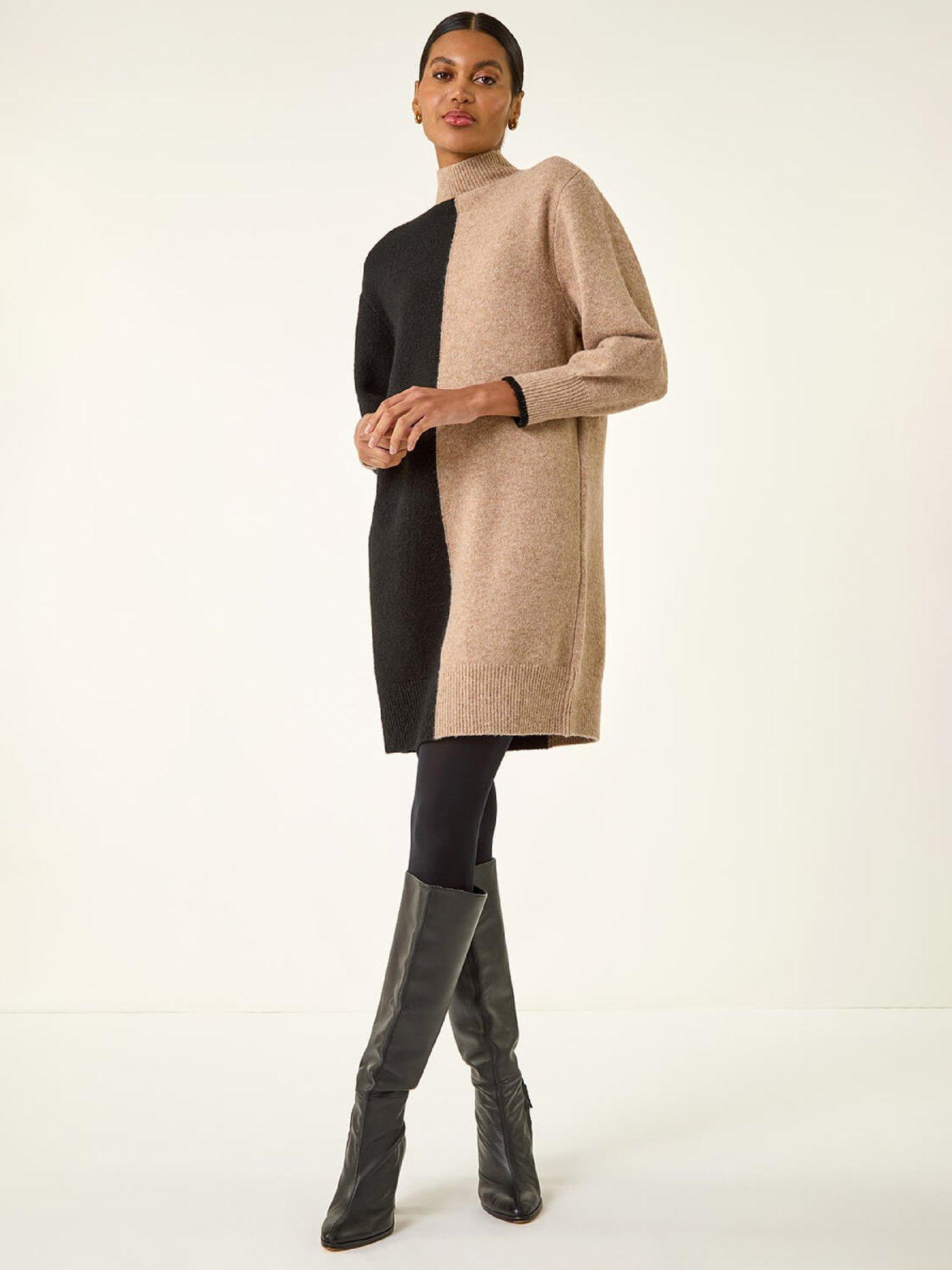 roman-contrast-colour-knit-dress-biscuit
