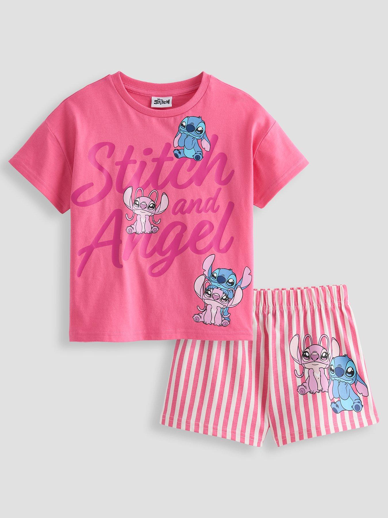 Disney Lilo & Stitch And Angel Stripe Shortie Pyjamas - Pink