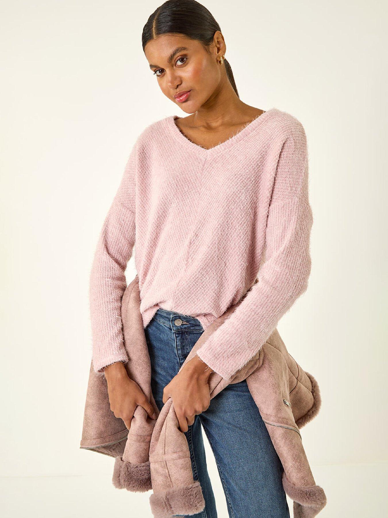 roman-soft-touch-textured-stretch-top-pinkfront
