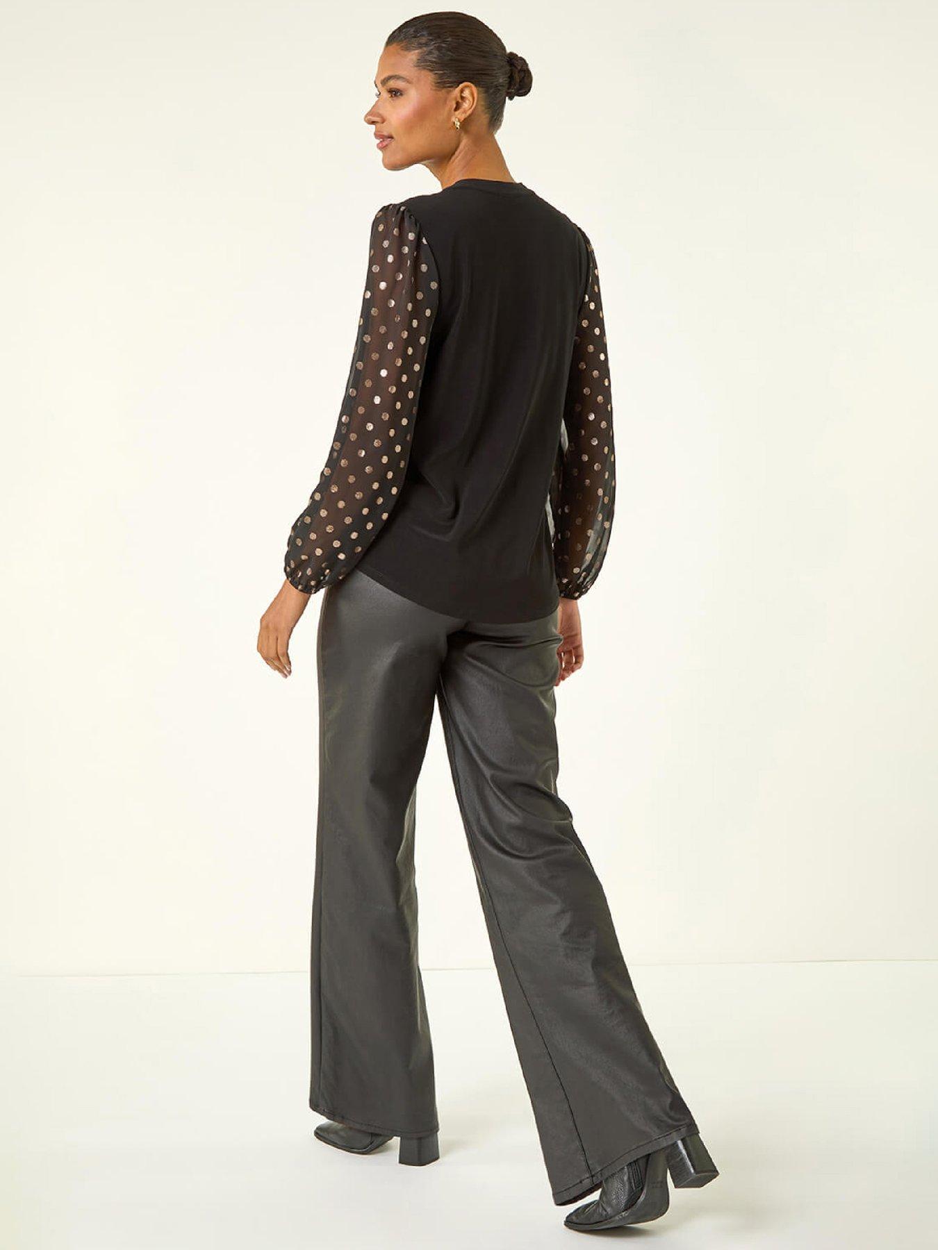 roman-chiffon-foil-spot-top-blackstillFront