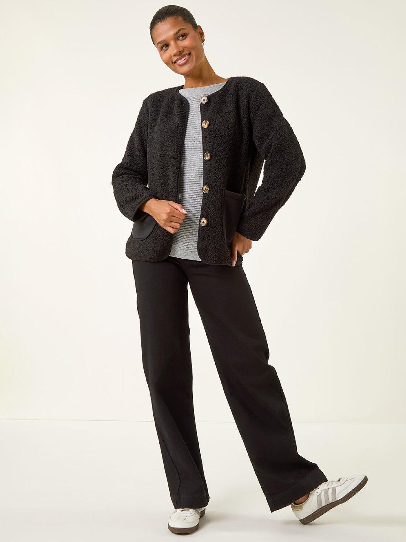 Image 3 of 5 of Roman Fleece Pocket Front Jacket - Black