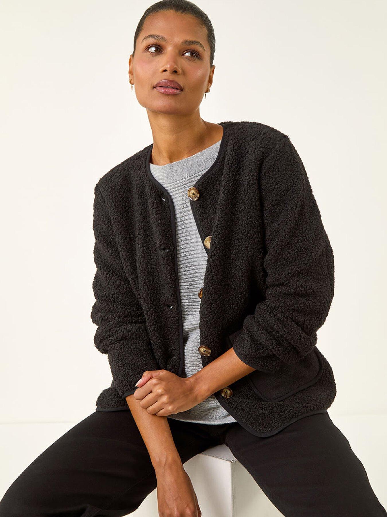 Image 4 of 5 of Roman Fleece Pocket Front Jacket - Black