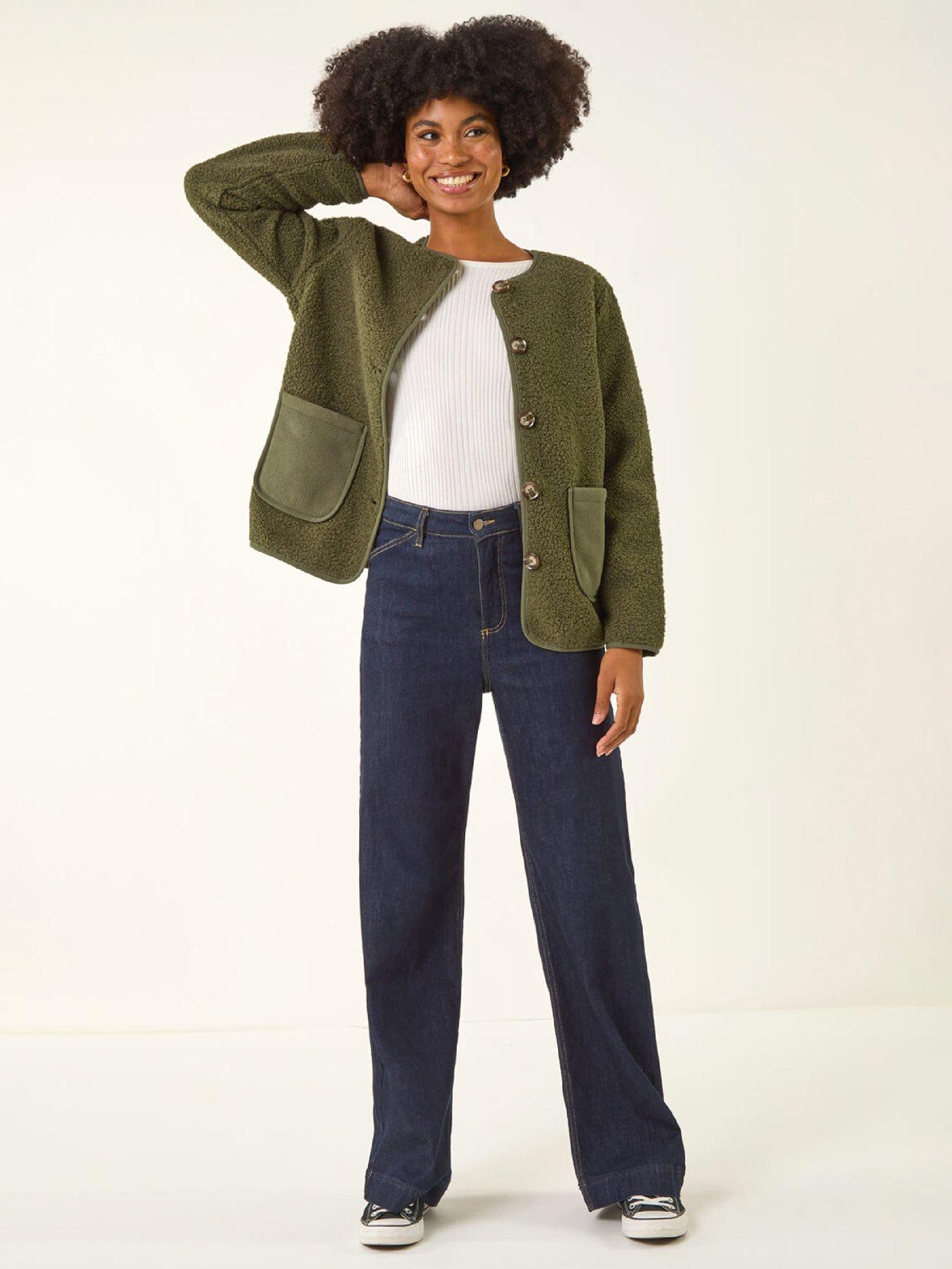 Image 3 of 5 of Roman Fleece Pocket Front Jacket - Khaki
