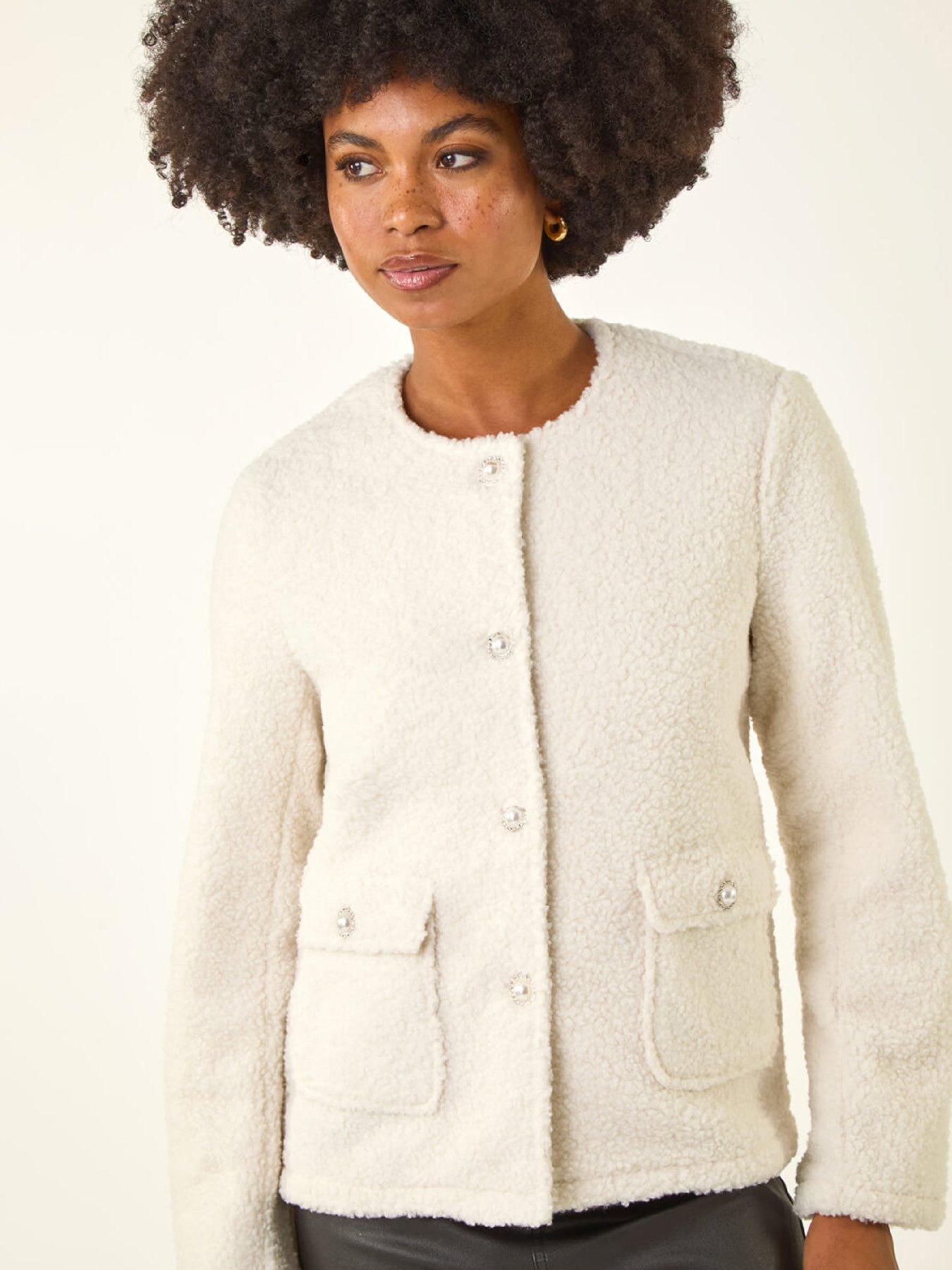 Image 4 of 5 of Roman Cosy Boucle Fleece Jacket - Ivory
