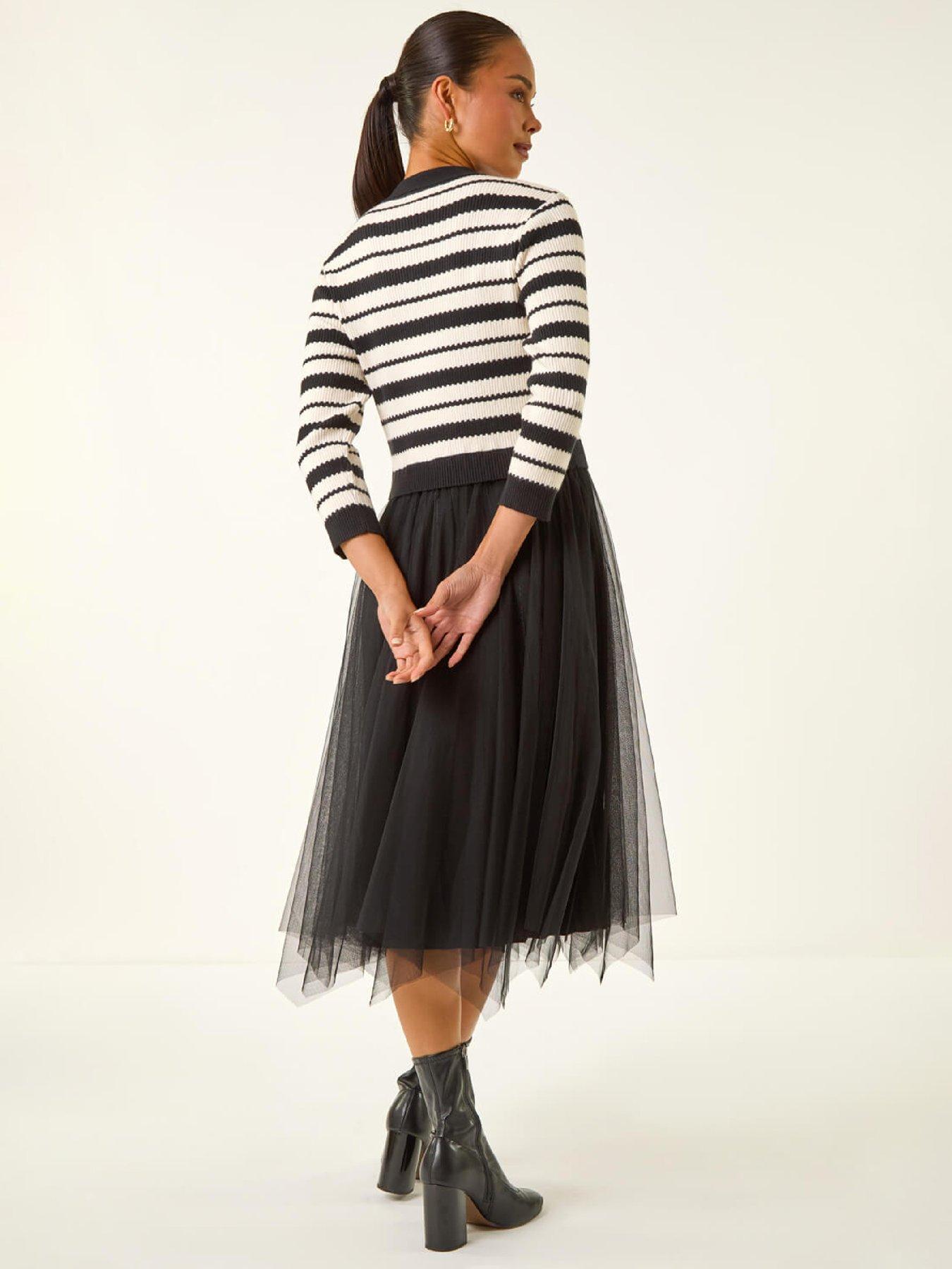 roman-petite-stripe-knit-midi-dress-blackstillFront