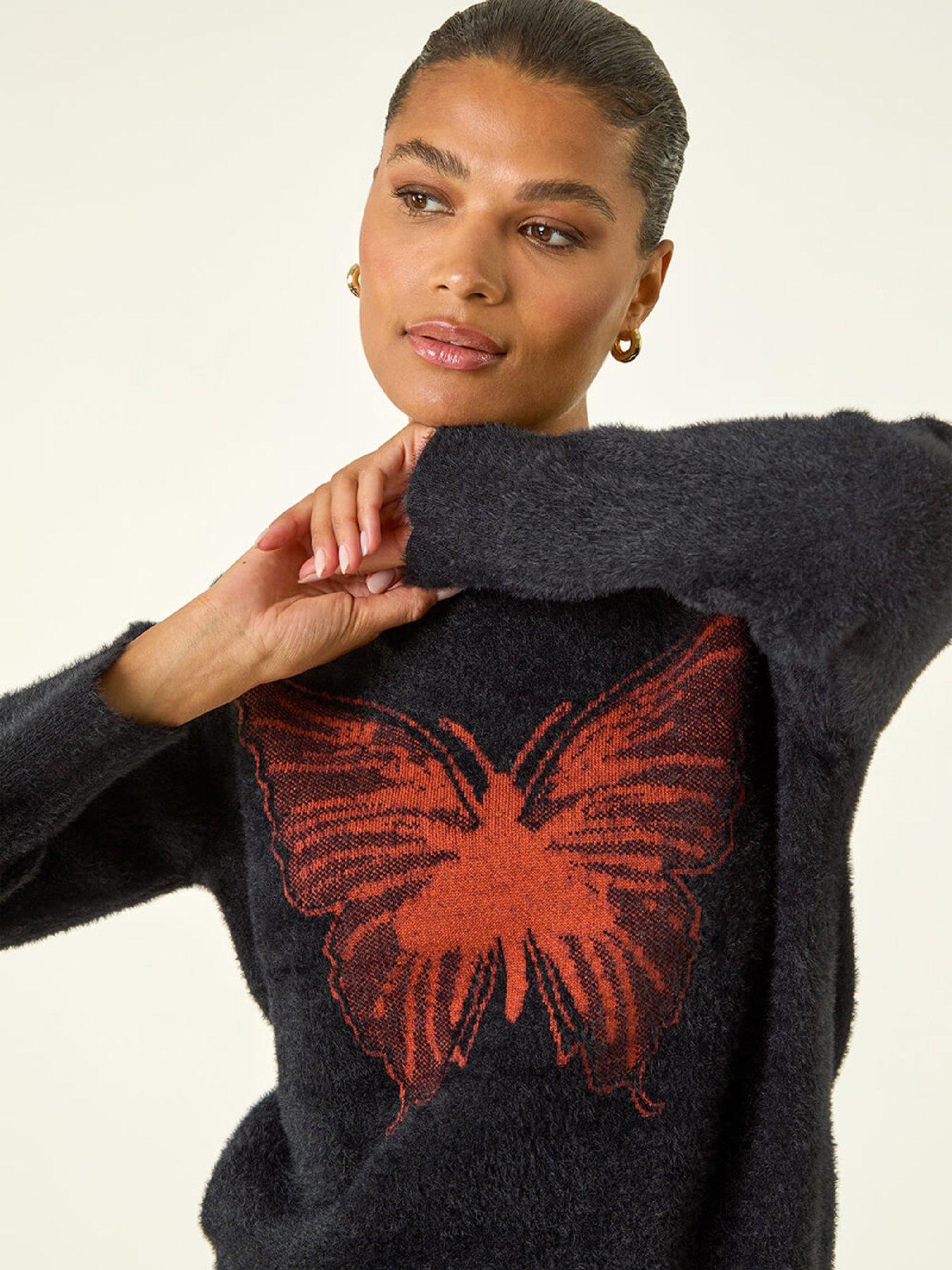 Image 4 of 5 of Roman Butterfly Crew Neck Knit Jumper - Black