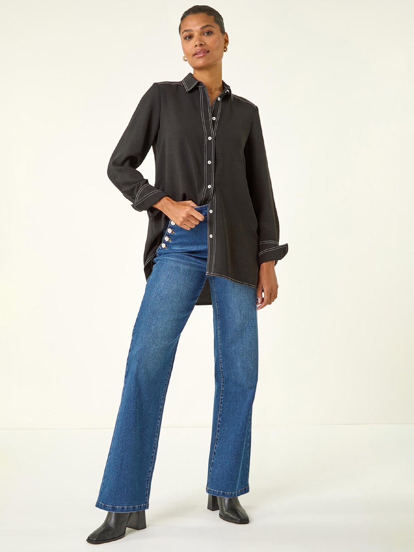 Image 3 of 5 of Roman Buttoned Pocket Jeans - Blue