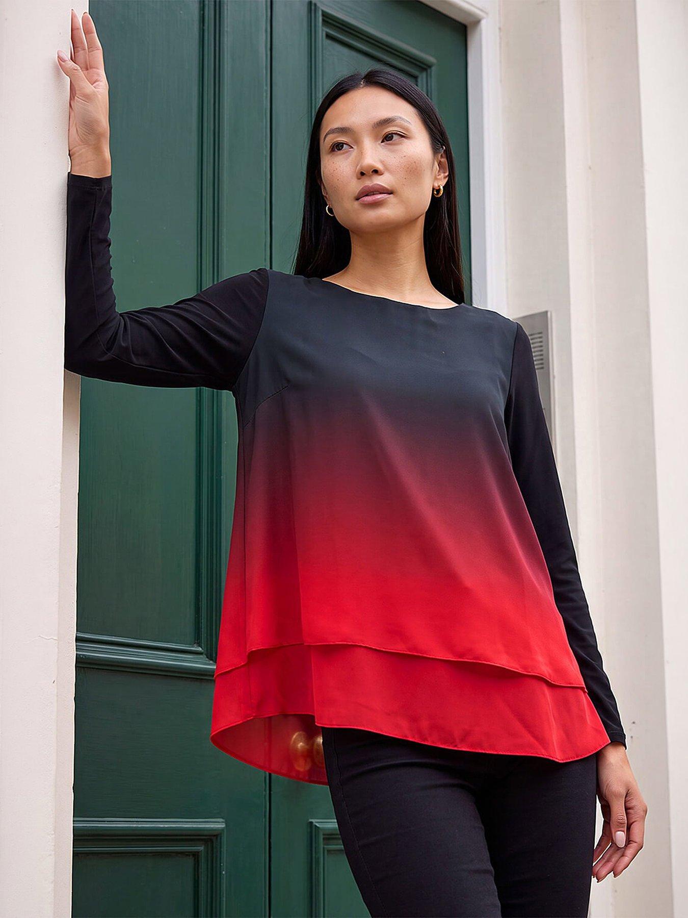 roman-ombre-chiffon-overlay-top-red