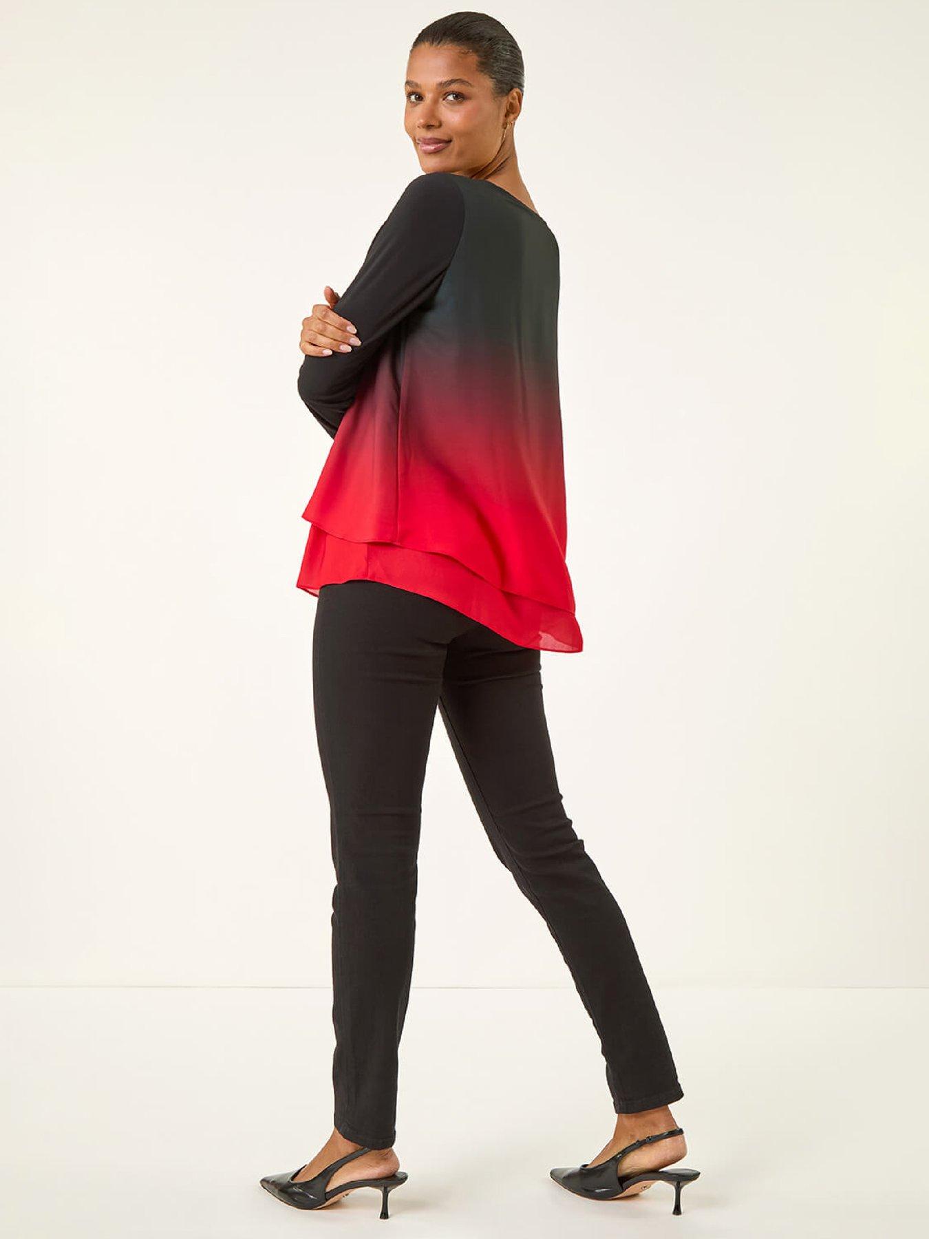 roman-ombre-chiffon-overlay-top-redstillFront
