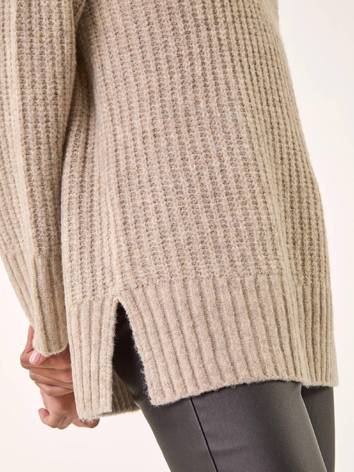 Image 5 of 5 of Roman Chunky V-neck Knit Jumper - Beige