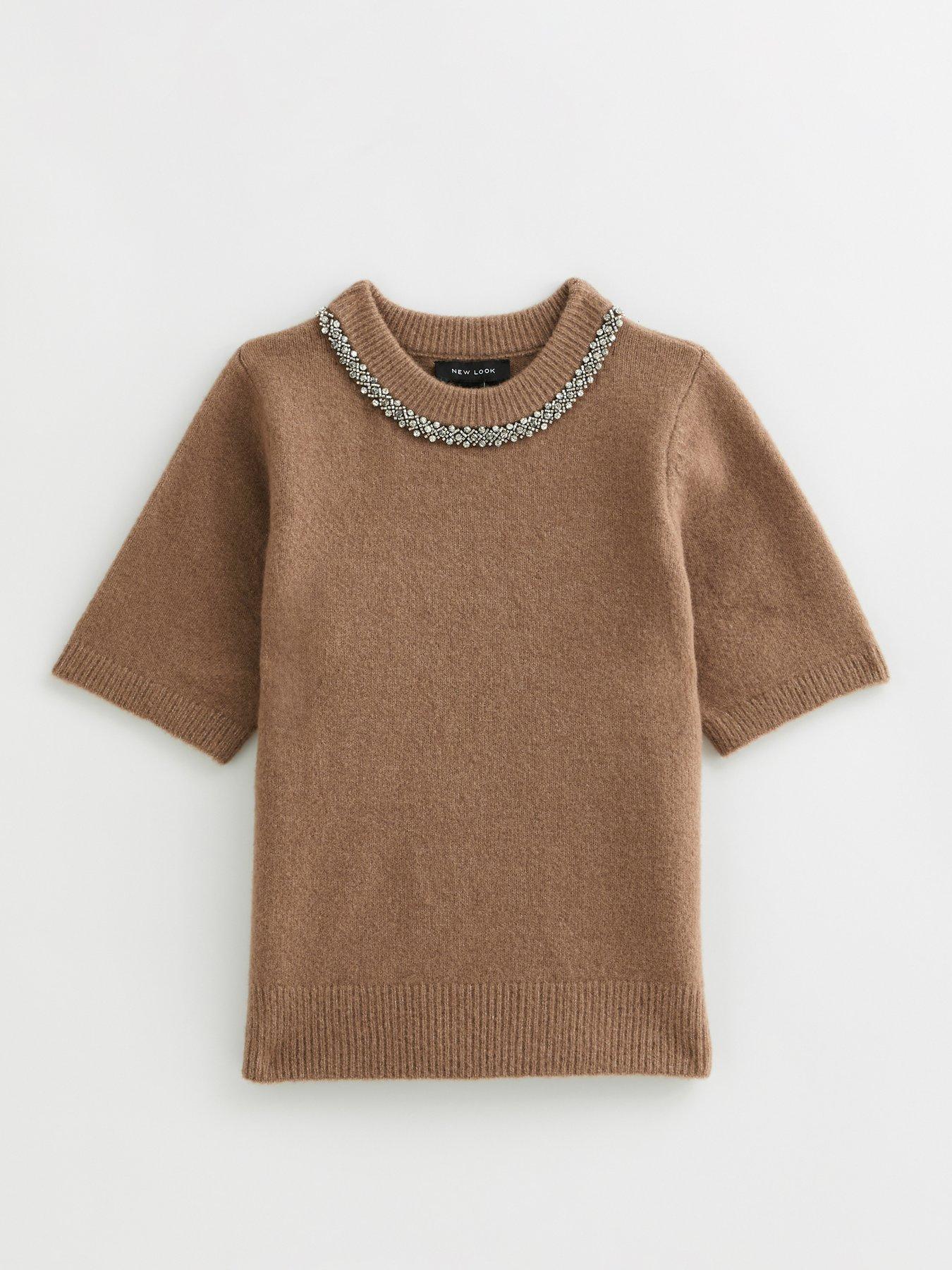 new-look-camel-embellished-neck-short-sleeve-topdetail