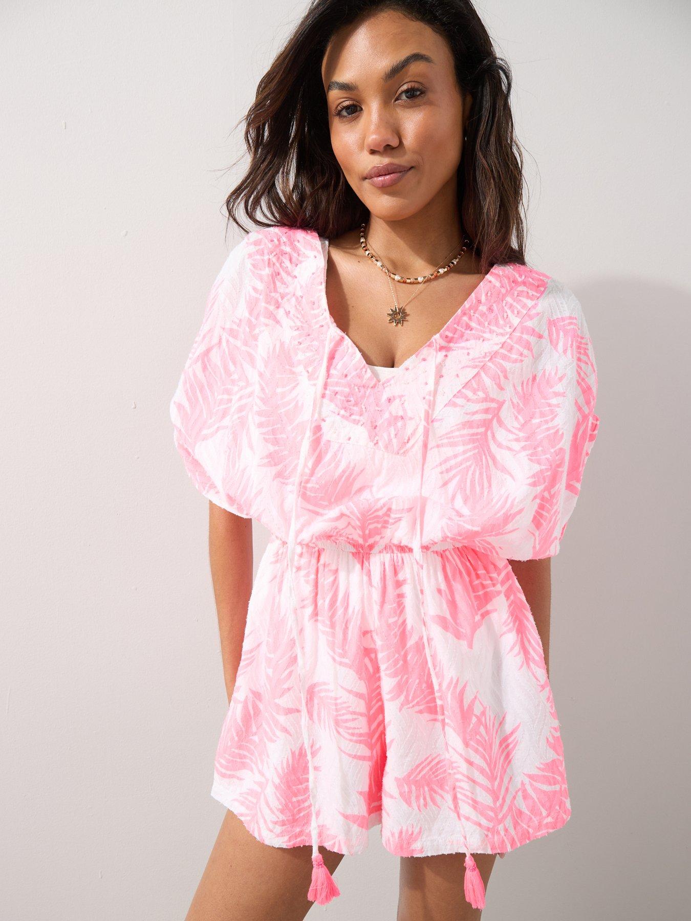 The Very Collection Palm Embellished Playsuit - Pink