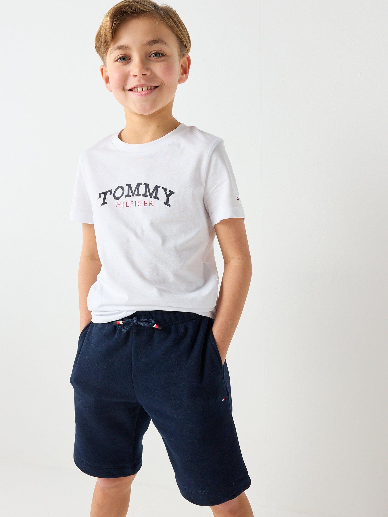 Tommy Hilfiger Boys Monotype Graphic Short Sleeve T-shirt And Short Set - White