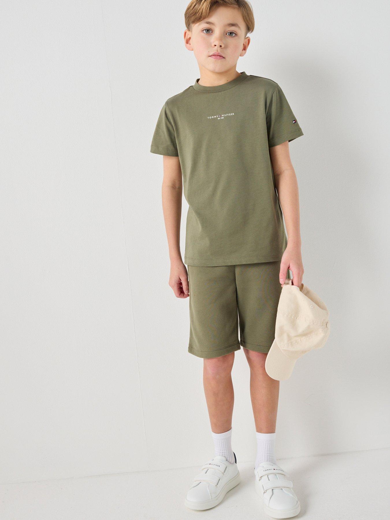Tommy Hilfiger Boys Essential Short Sleeve T-shirt And Short Set - Khaki