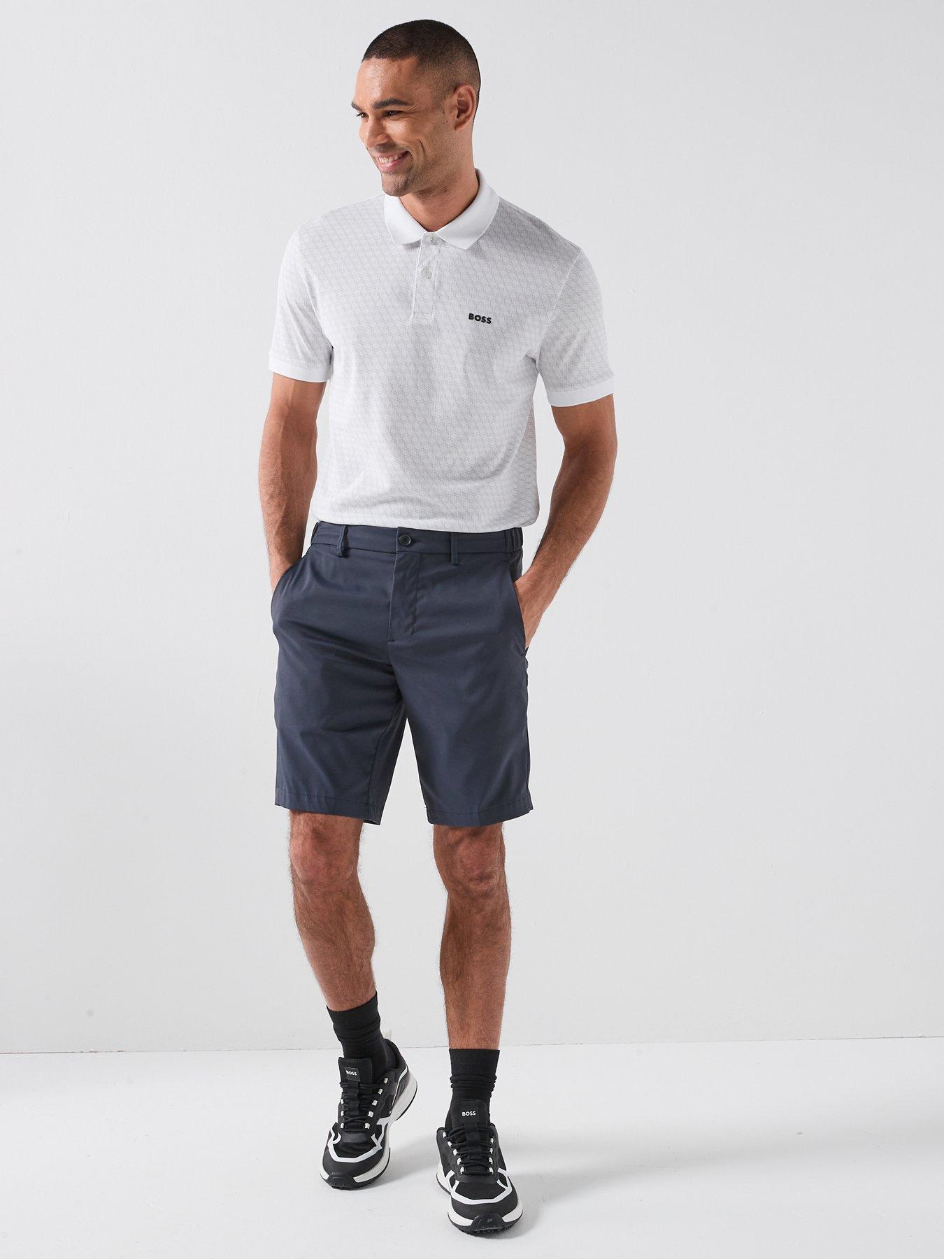 Image 3 of 4 of BOSS Mens Golf Chip Pattern Polo - White