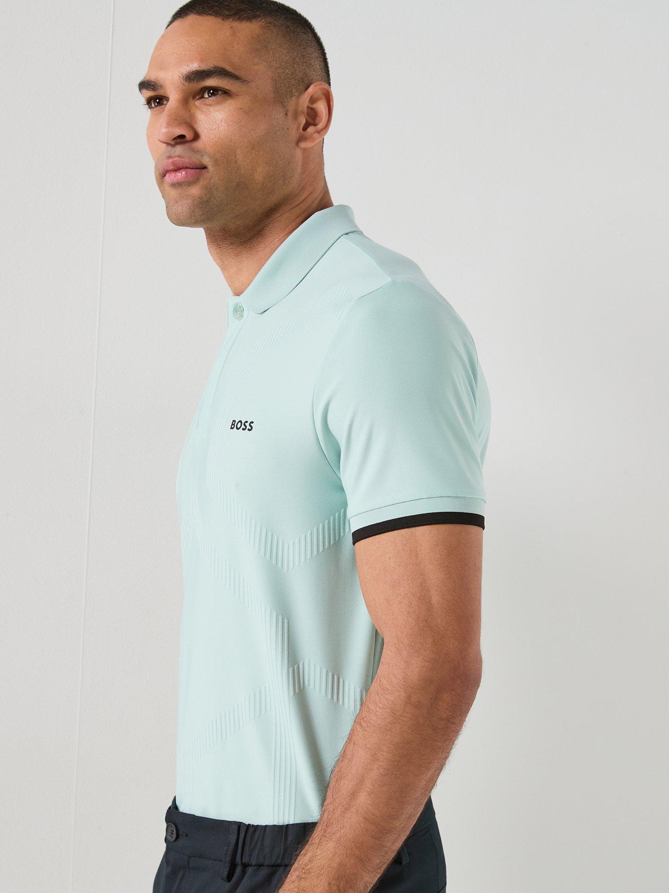 Image 5 of 6 of BOSS Mens Golf Chip Hexagonal Polo - Blue
