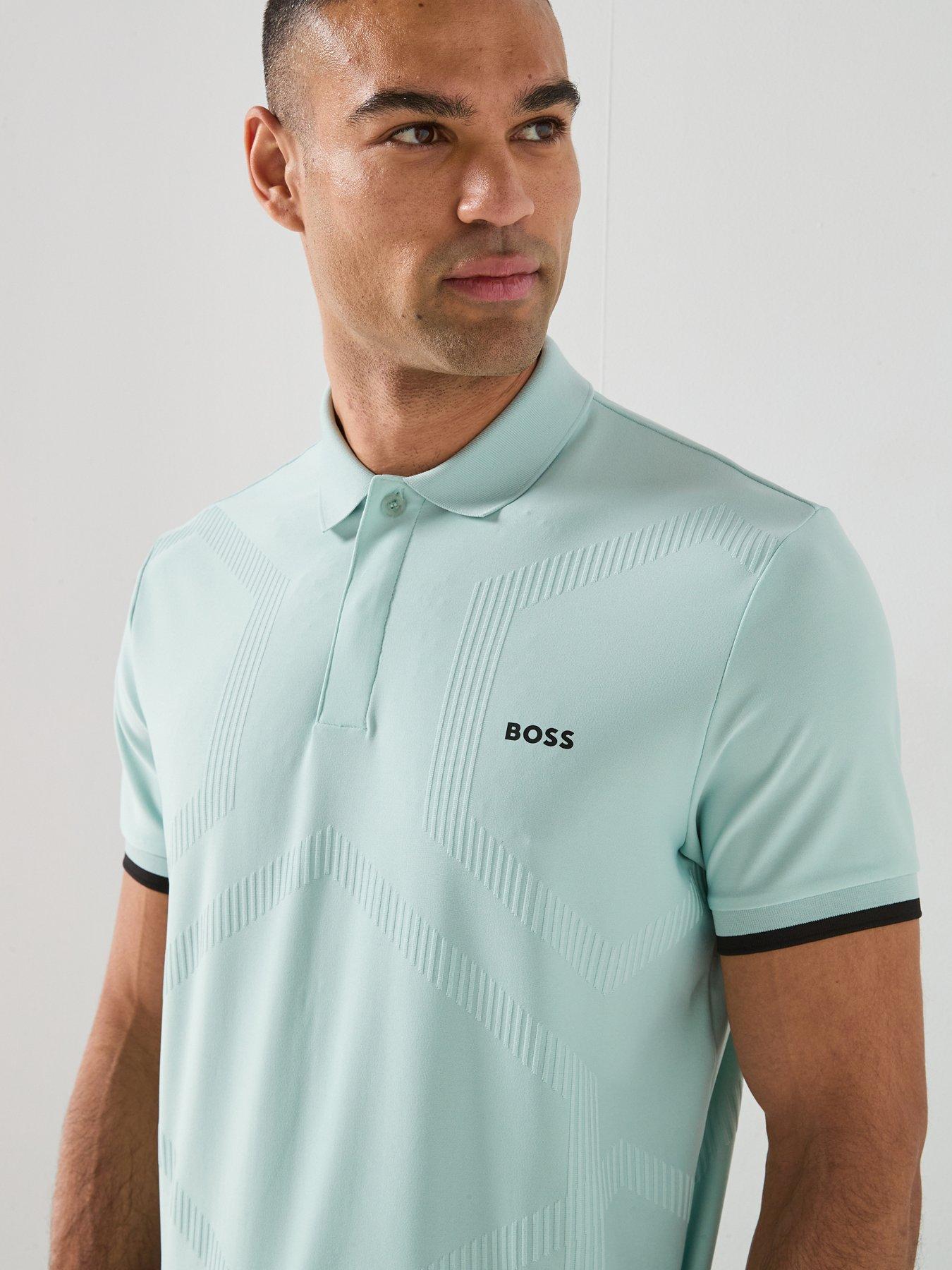 Image 6 of 6 of BOSS Mens Golf Chip Hexagonal Polo - Blue