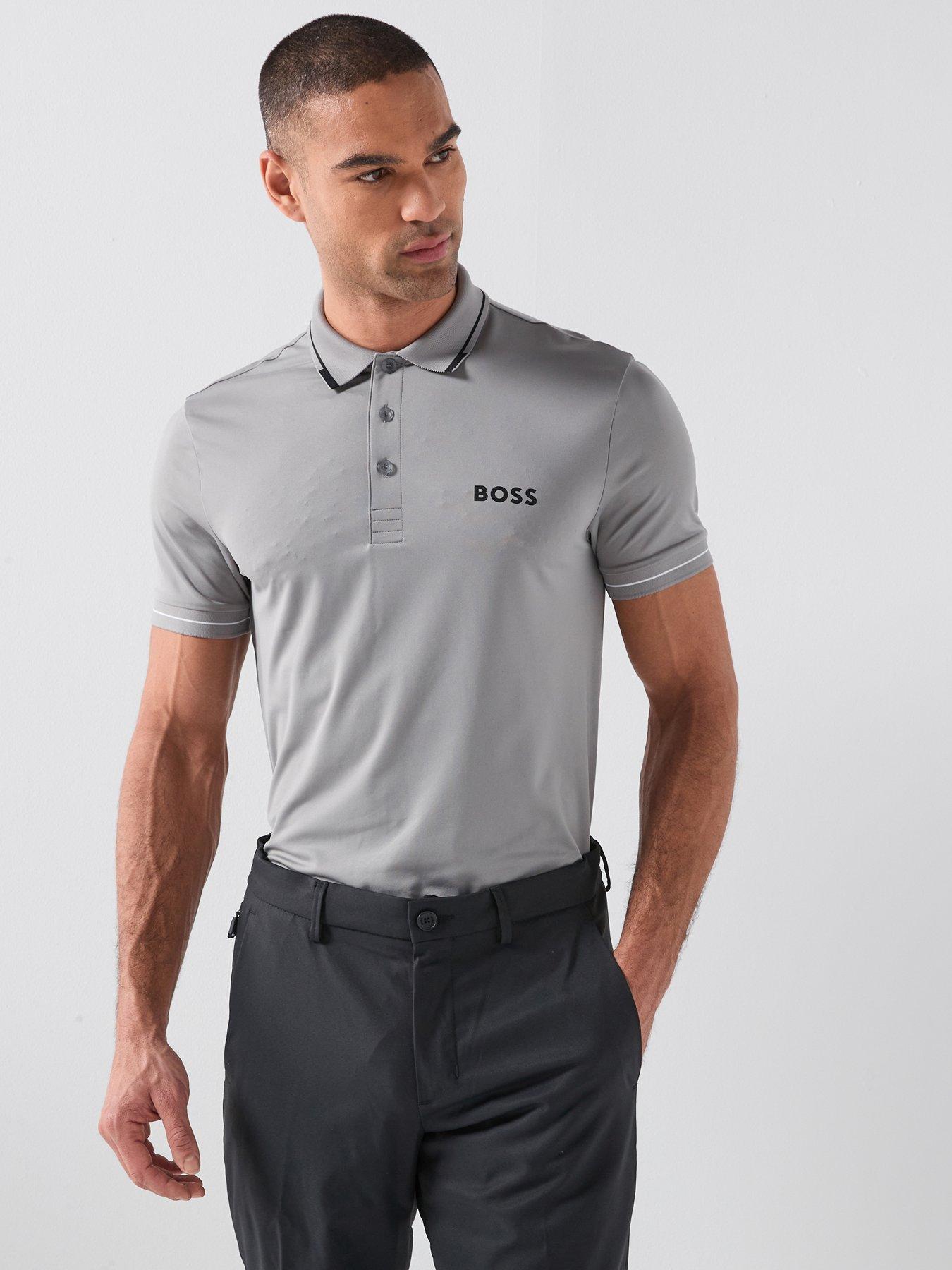 BOSS Mens Golf Paul Pro Polo T-Shirt - Grey