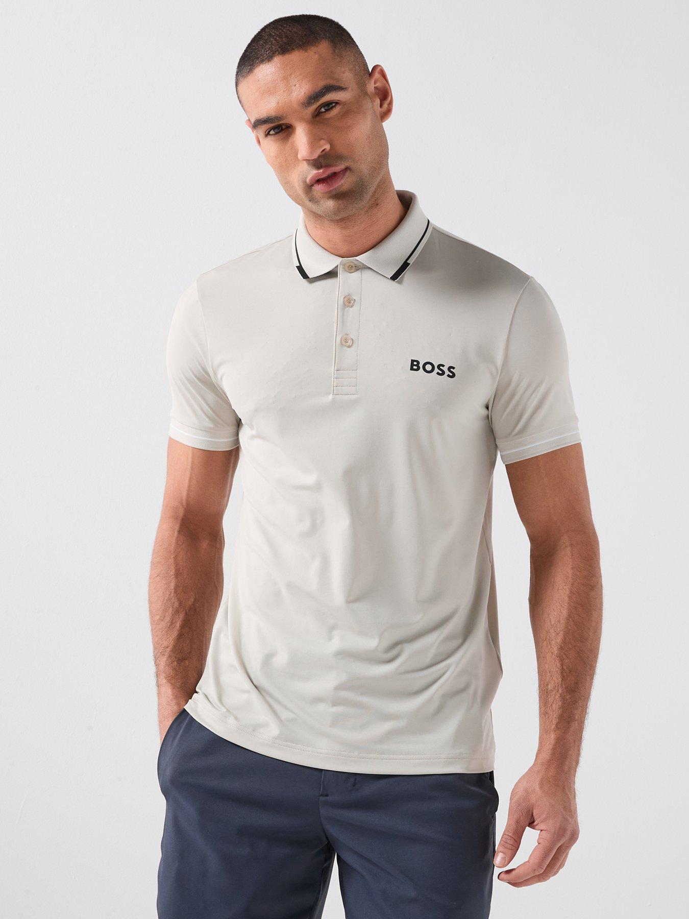 Image 3 of 5 of BOSS Mens Golf Paul Pro Polo Shirt - Beige