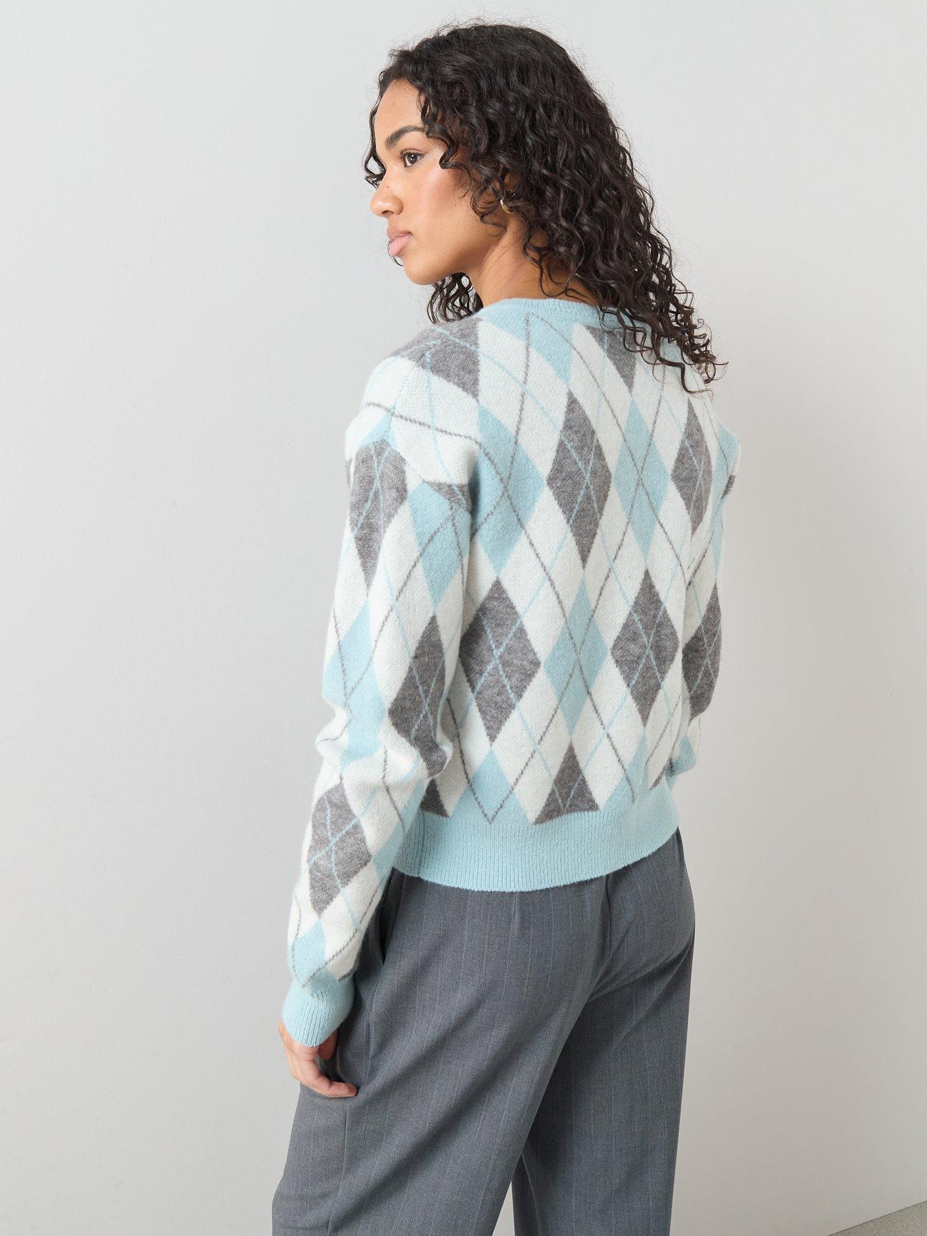the-very-collection-crew-neck-argyle-long-sleeve-cardigan-multistillFront