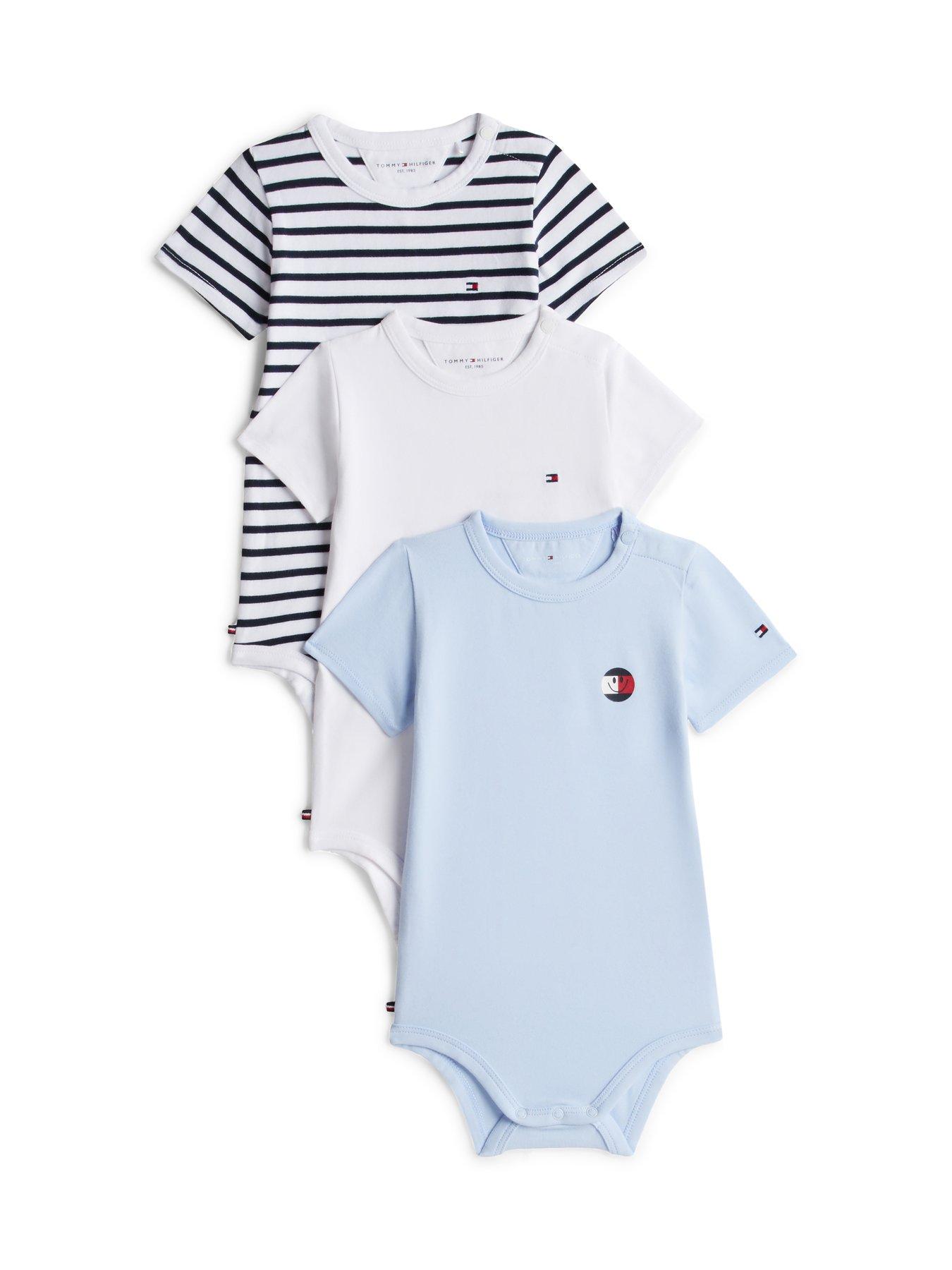 Image 1 of 3 of Tommy Hilfiger Baby Boys Flag Smile 3 Pack Body Giftbox - Blue