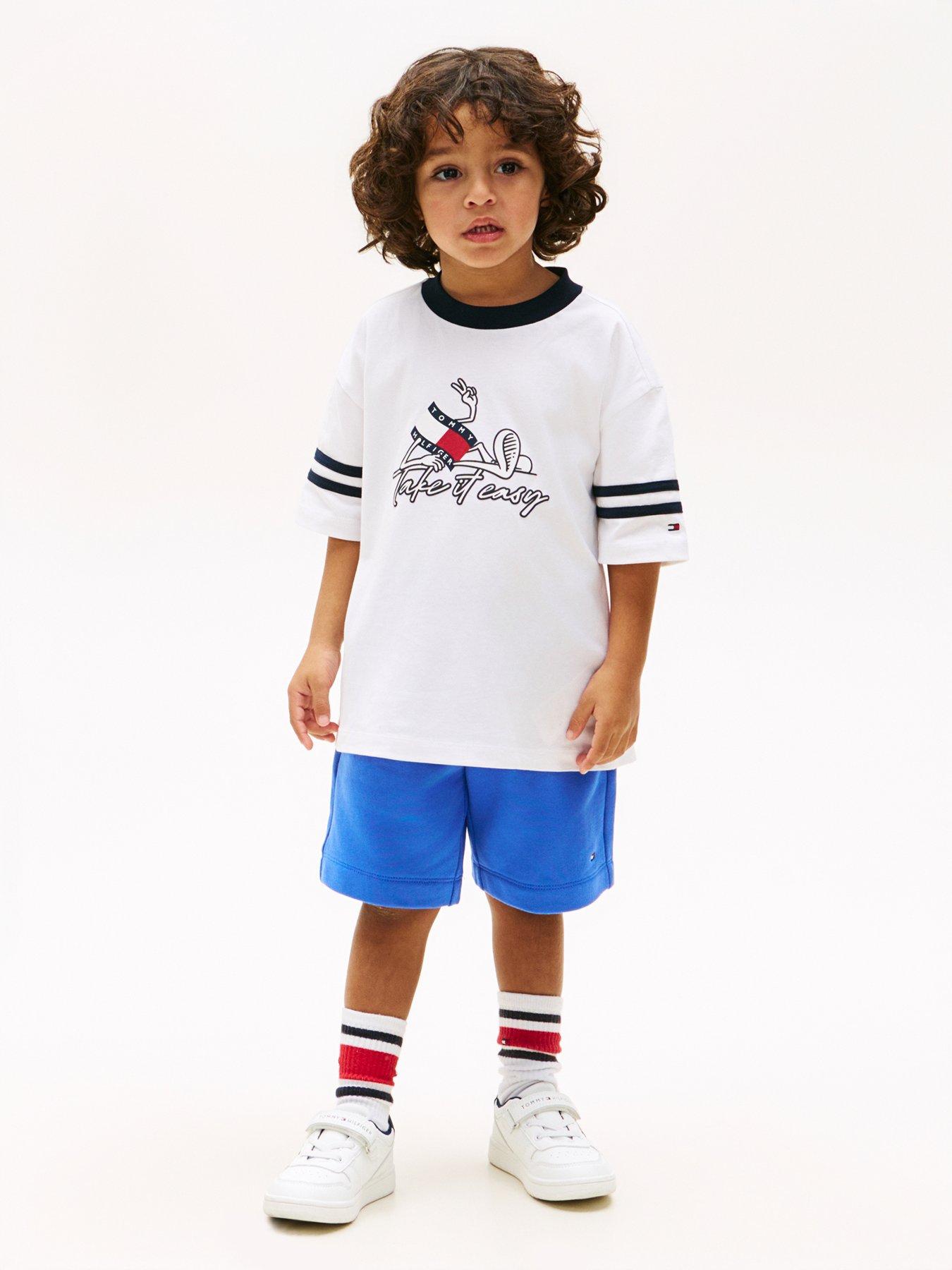 Image 1 of 5 of Tommy Hilfiger Younger Boys Take It Easy Short Sleeve T-Shirt And Short Set - Blue