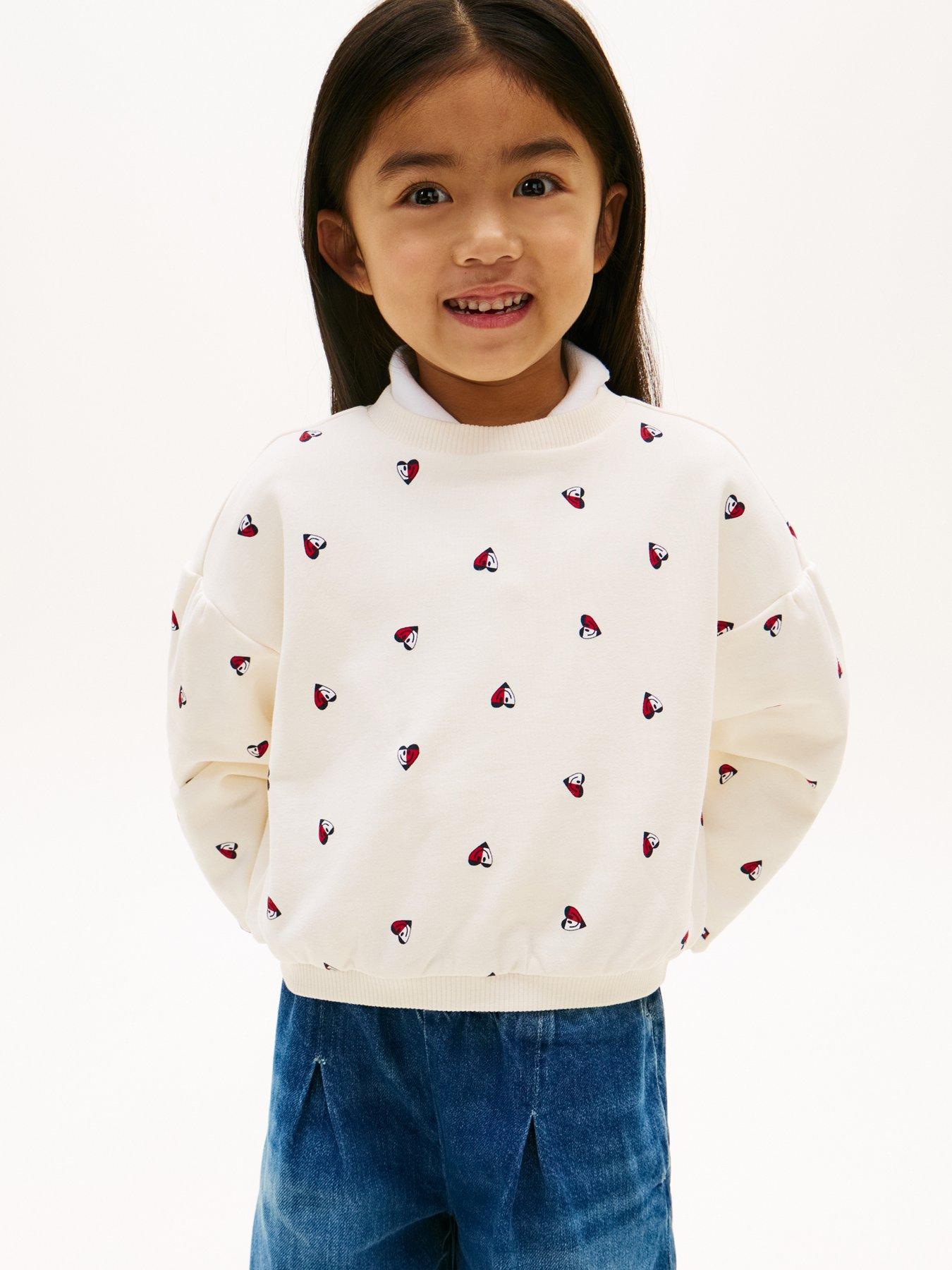 Tommy Hilfiger Younger Girls Smiley Crew Neck Top - Cream