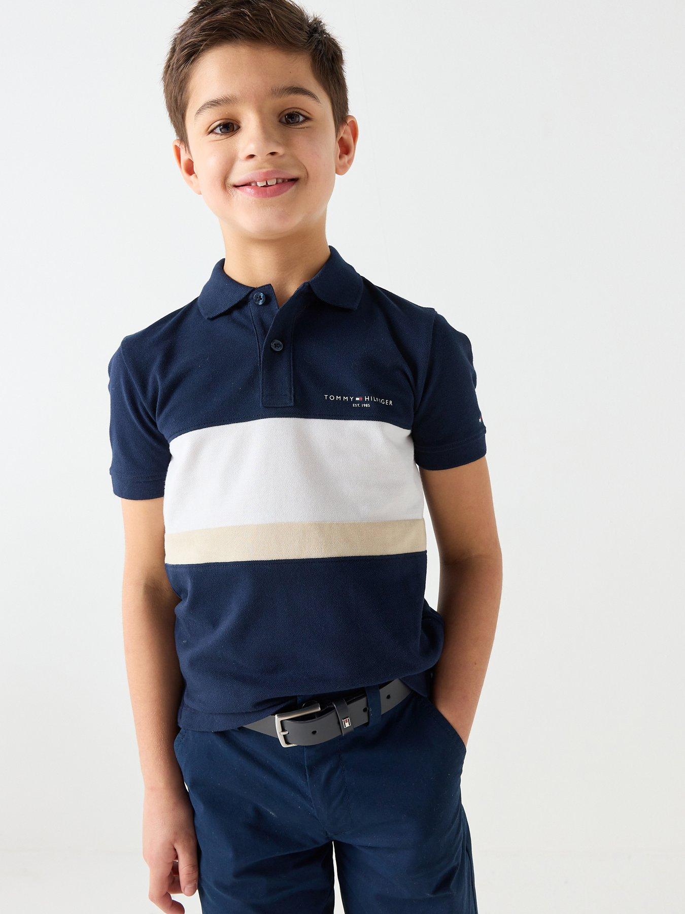 Tommy Hilfiger Boys Mini Corp Emb Colour Block Short Sleeve Polo Shirt - Navy