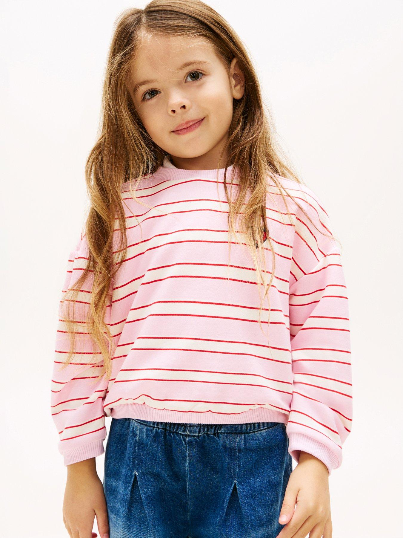 Tommy Hilfiger Younger Girls Smiley Crew Neck Top - Pink