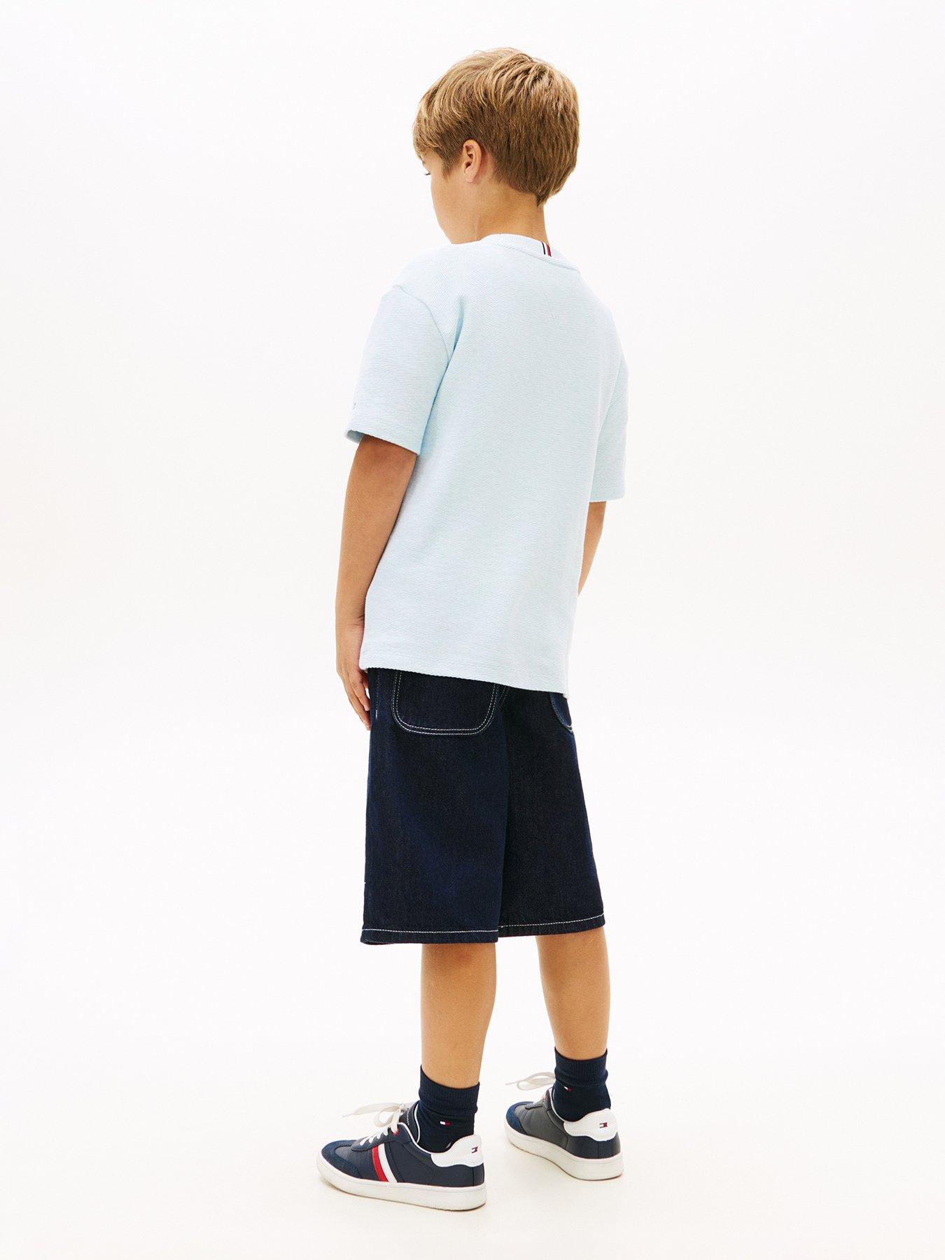 Image 3 of 5 of Tommy Hilfiger Boys Th Script Jersey Twill Short Sleeve T-Shirt - Blue