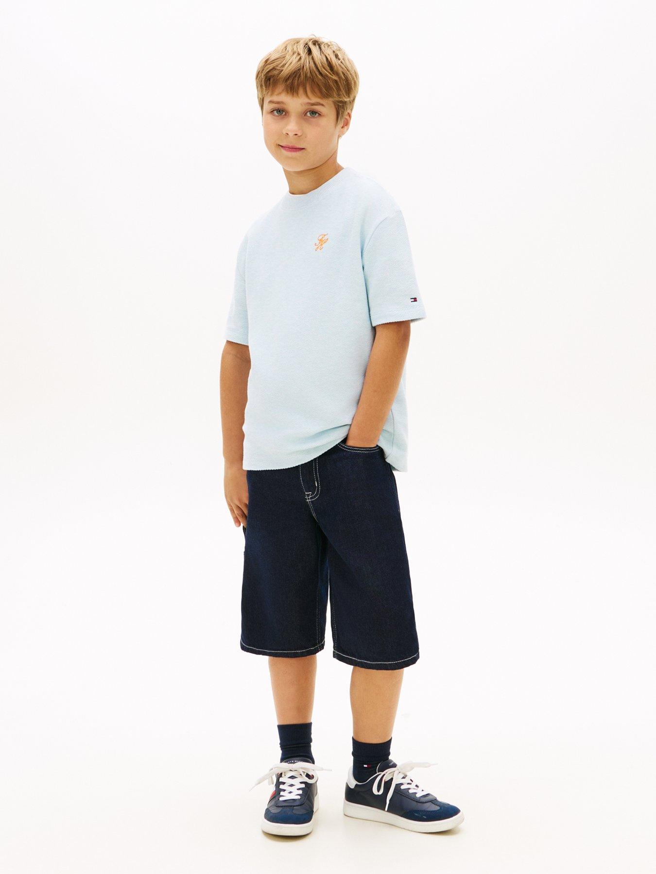 Image 4 of 5 of Tommy Hilfiger Boys Th Script Jersey Twill Short Sleeve T-Shirt - Blue