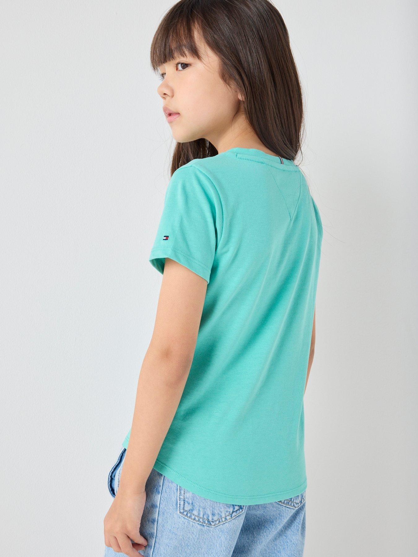 Image 2 of 5 of Tommy Hilfiger Girls Script Short Sleeve T-Shirt - Green