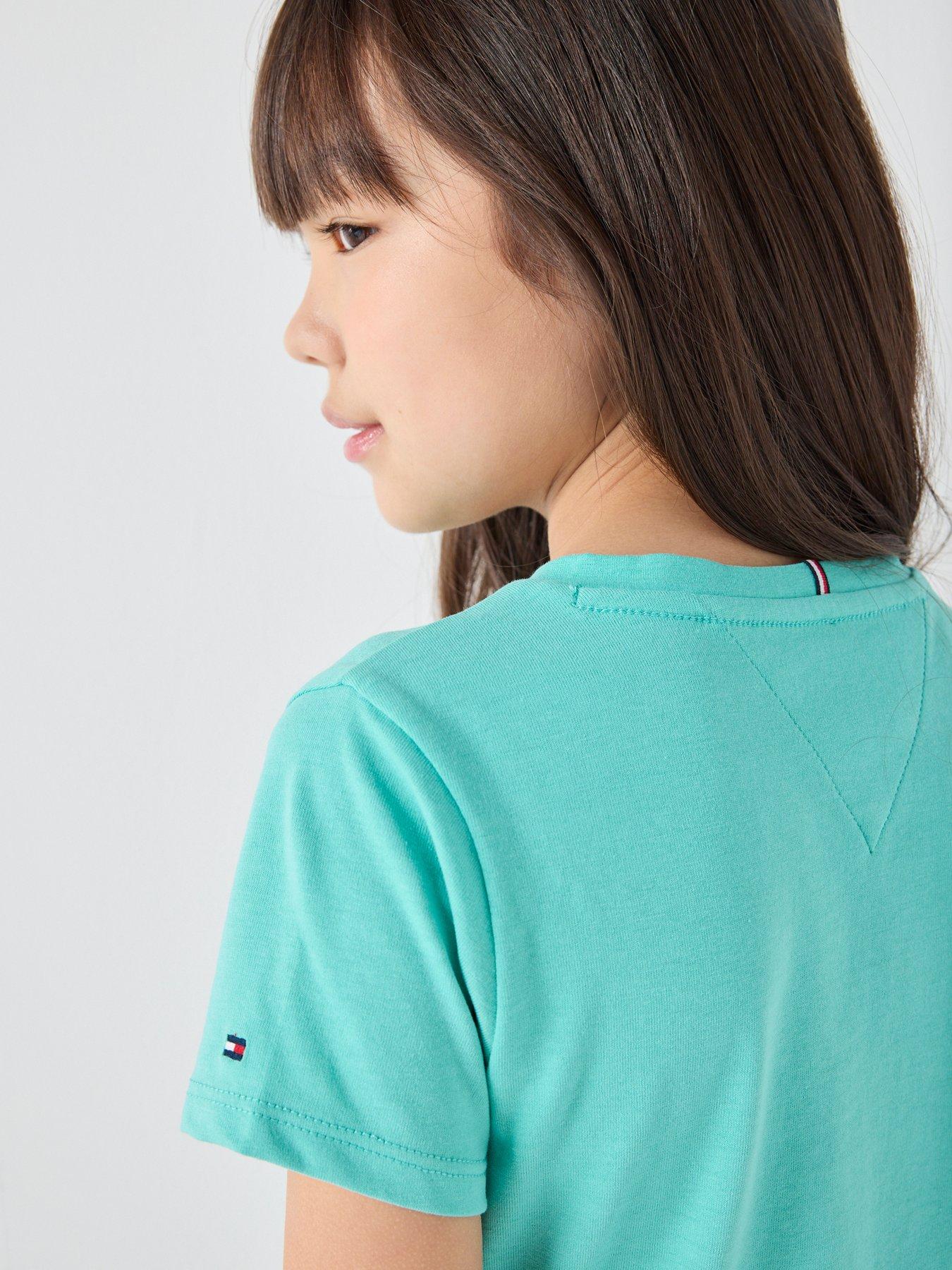 Image 5 of 5 of Tommy Hilfiger Girls Script Short Sleeve T-Shirt - Green