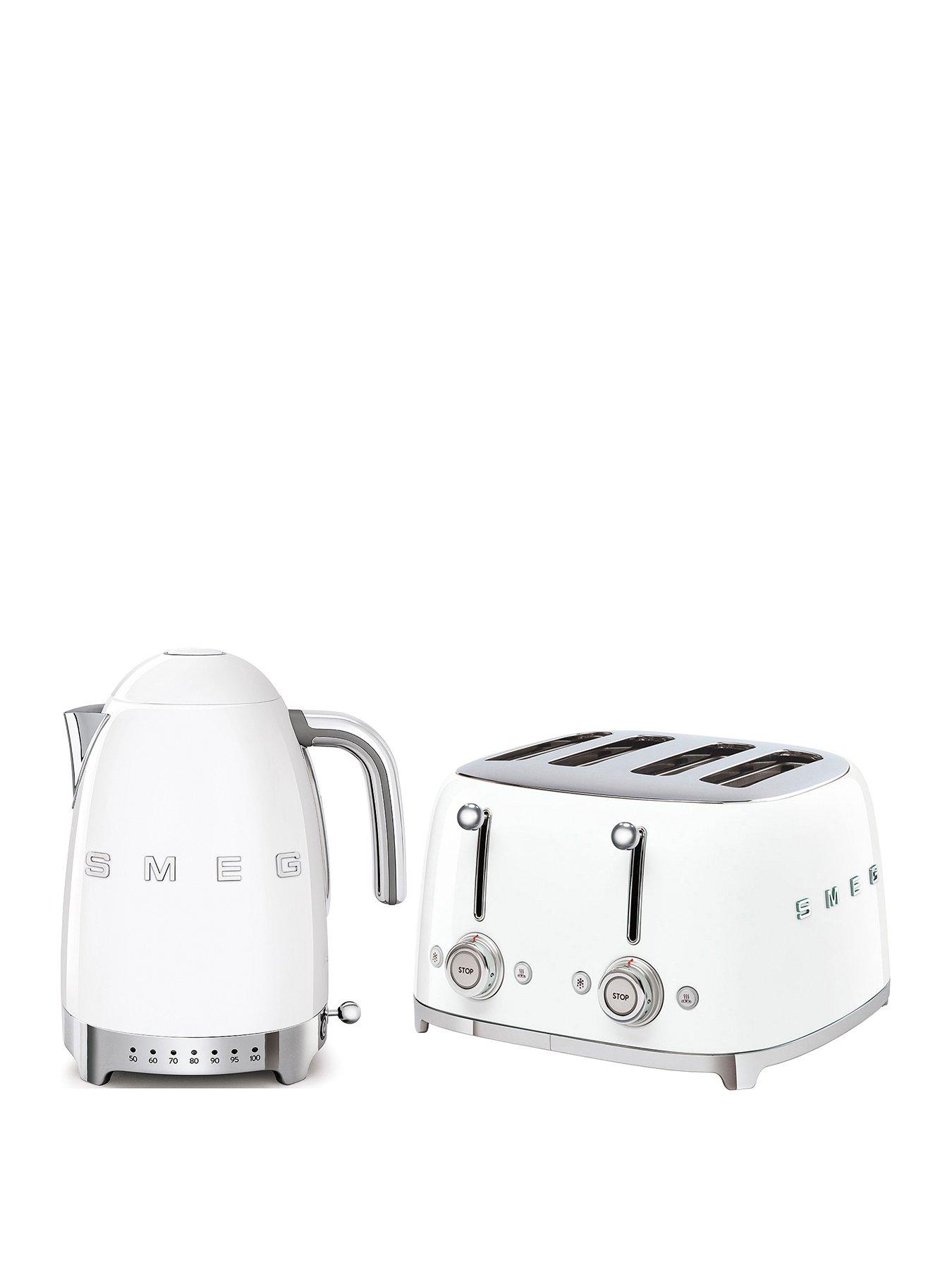 Smeg Smeg Variable Temperature Kettle and 4 Slice Toaster Bundle- White