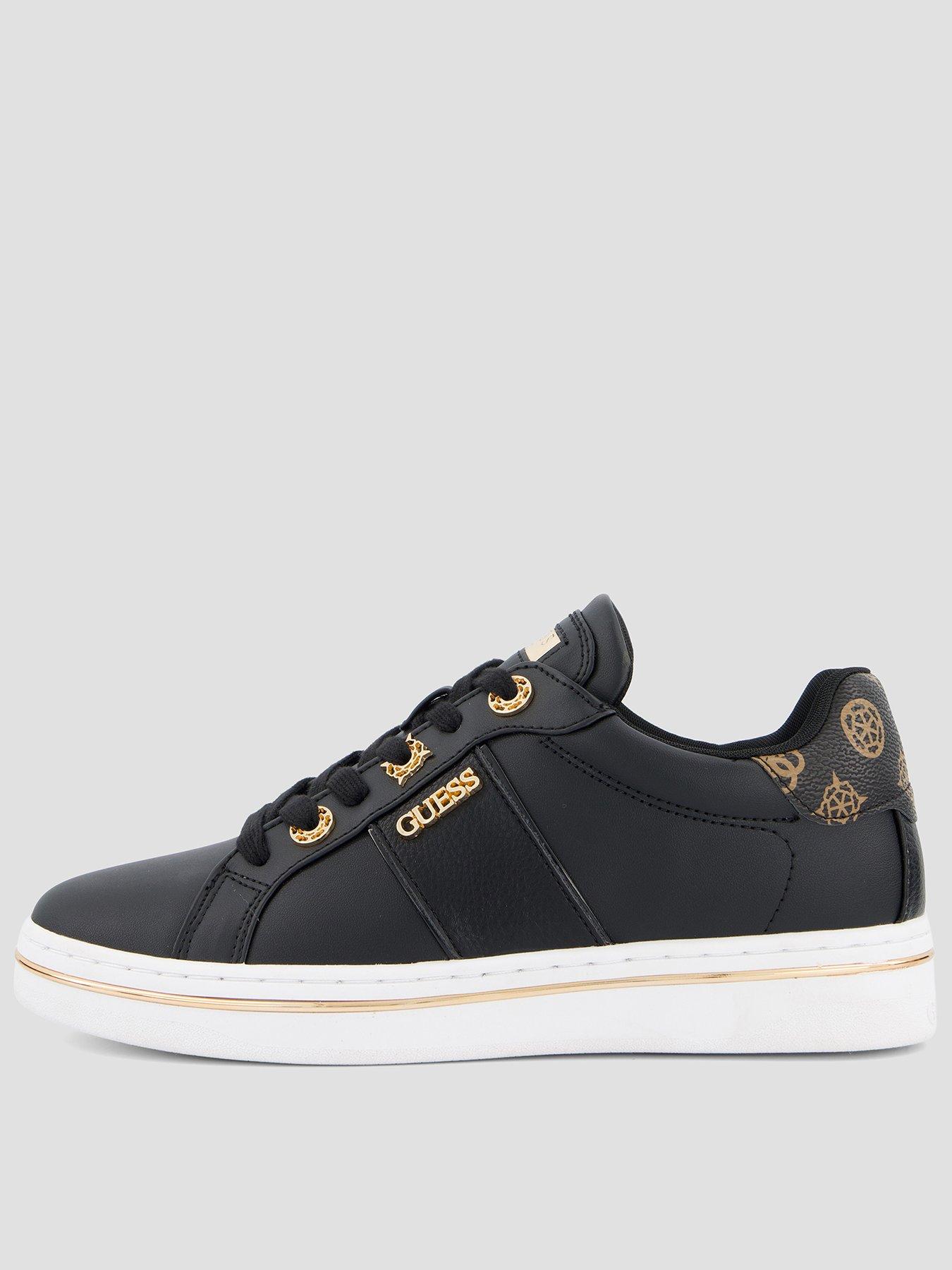 Image 1 of 7 of Guess Jeans Stew Charm Logo Lace Trainer - Black