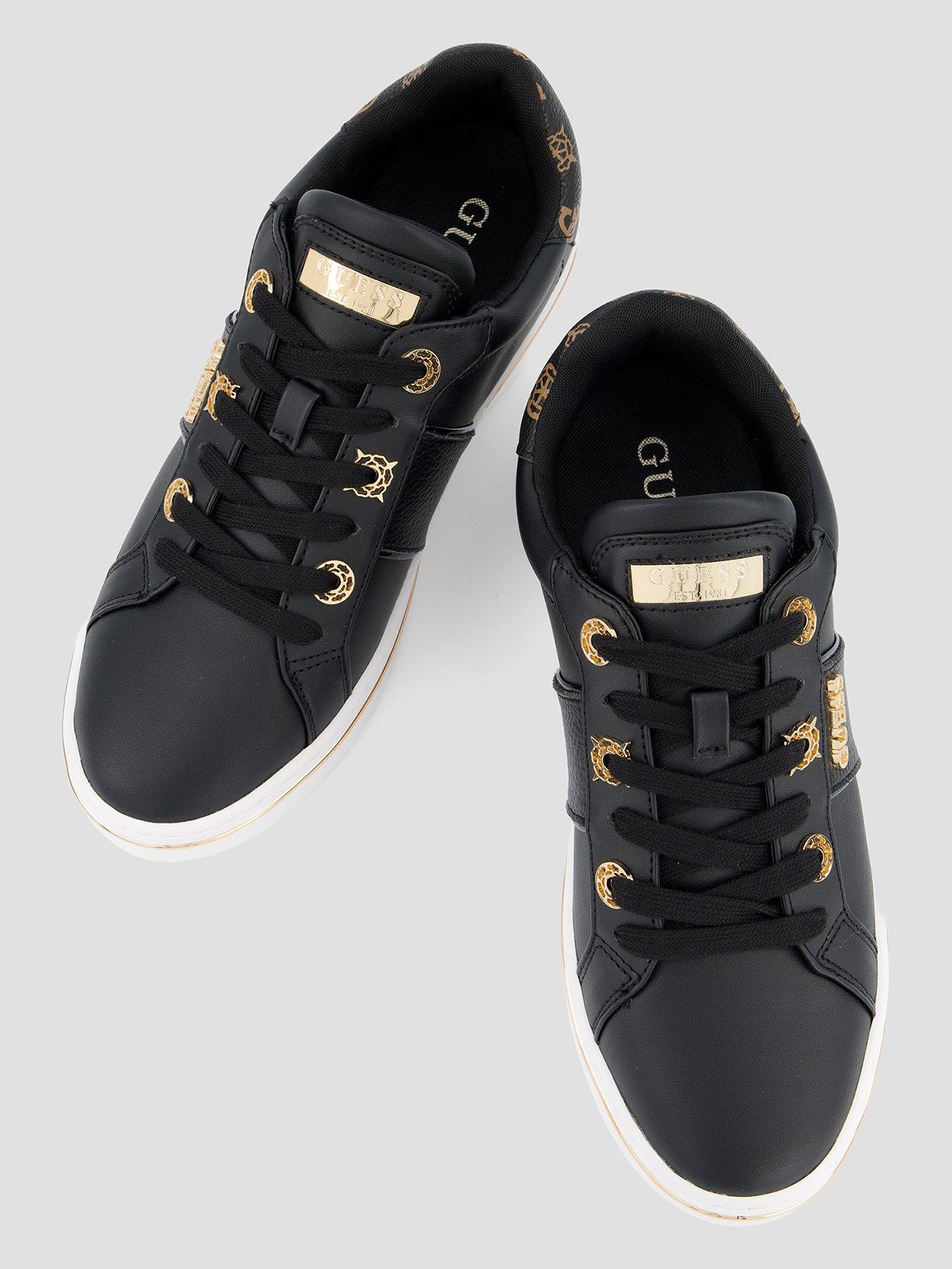 Image 3 of 7 of Guess Jeans Stew Charm Logo Lace Trainer - Black